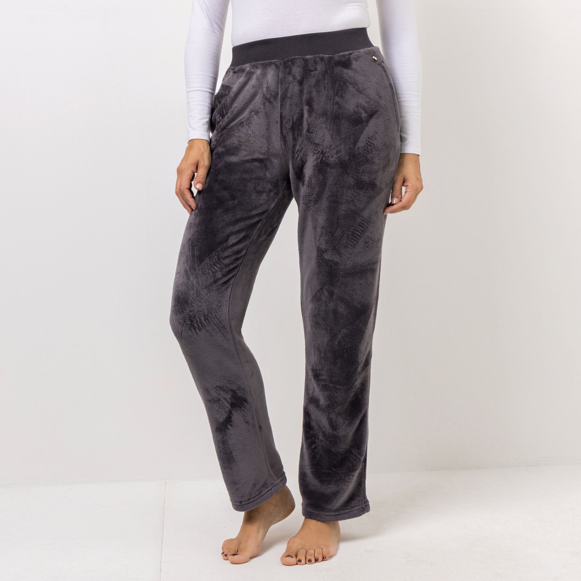 MONT CHALET Damen-Hose uni Mikrofaser Chinchilla Taschen