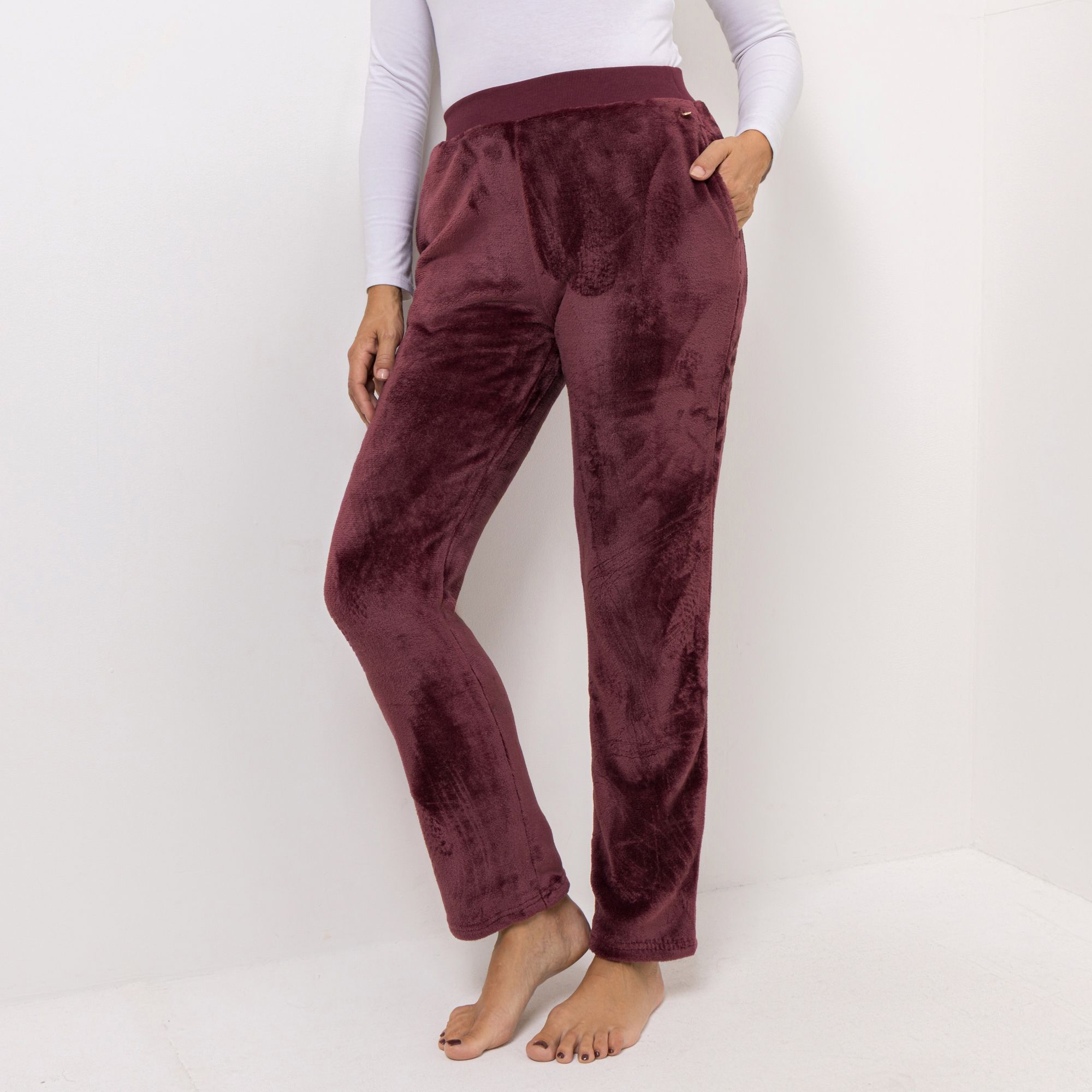 MONT CHALET Damen-Hose uni Mikrofaser Chinchilla Taschen