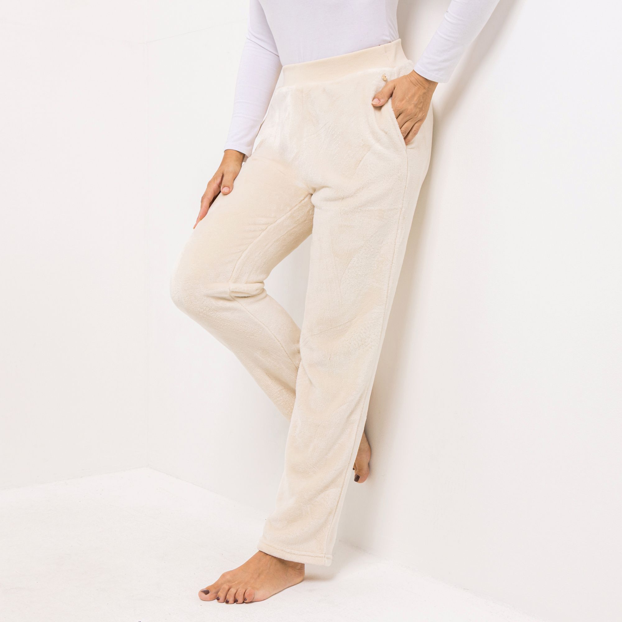 MONT CHALET Damen-Hose uni Mikrofaser Chinchilla Taschen