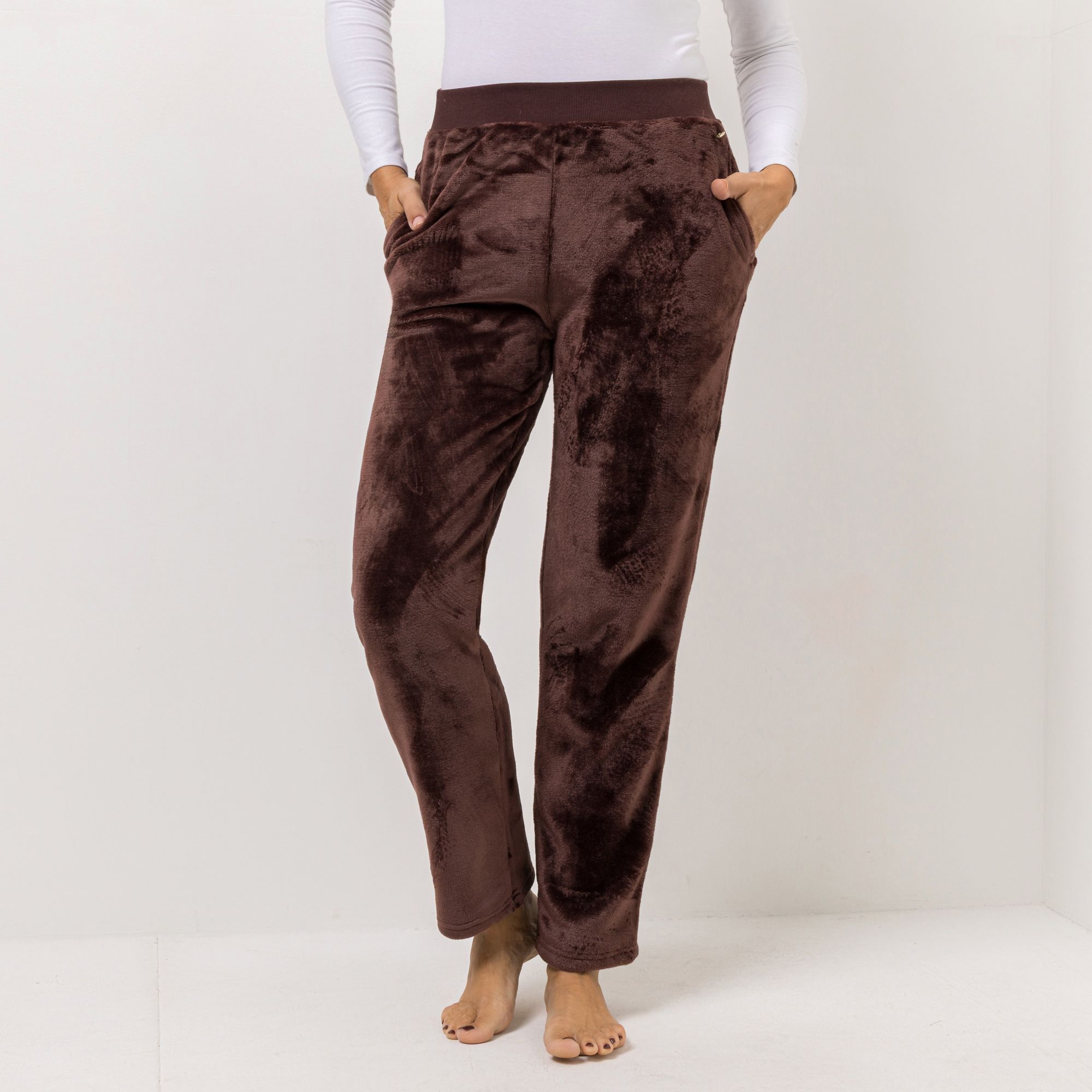 MONT CHALET Damen-Hose uni Mikrofaser Chinchilla Taschen