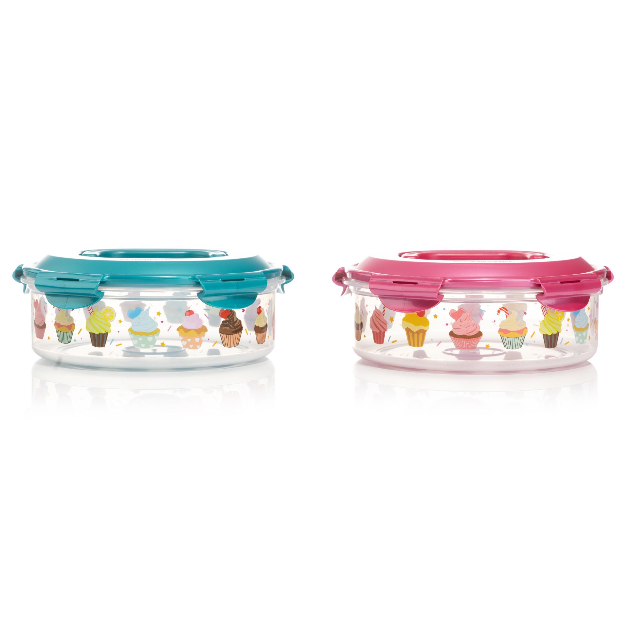 LocknLock 2 Frischhaltedosen rund mit Tragegriff bedruckt je 2,5L Volumen