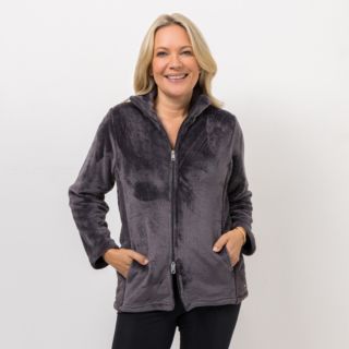 MONT CHALET Damen-Jacke uni mit Fellimitat Mikrofaser Chinchilla Stehkragen & Taschen
