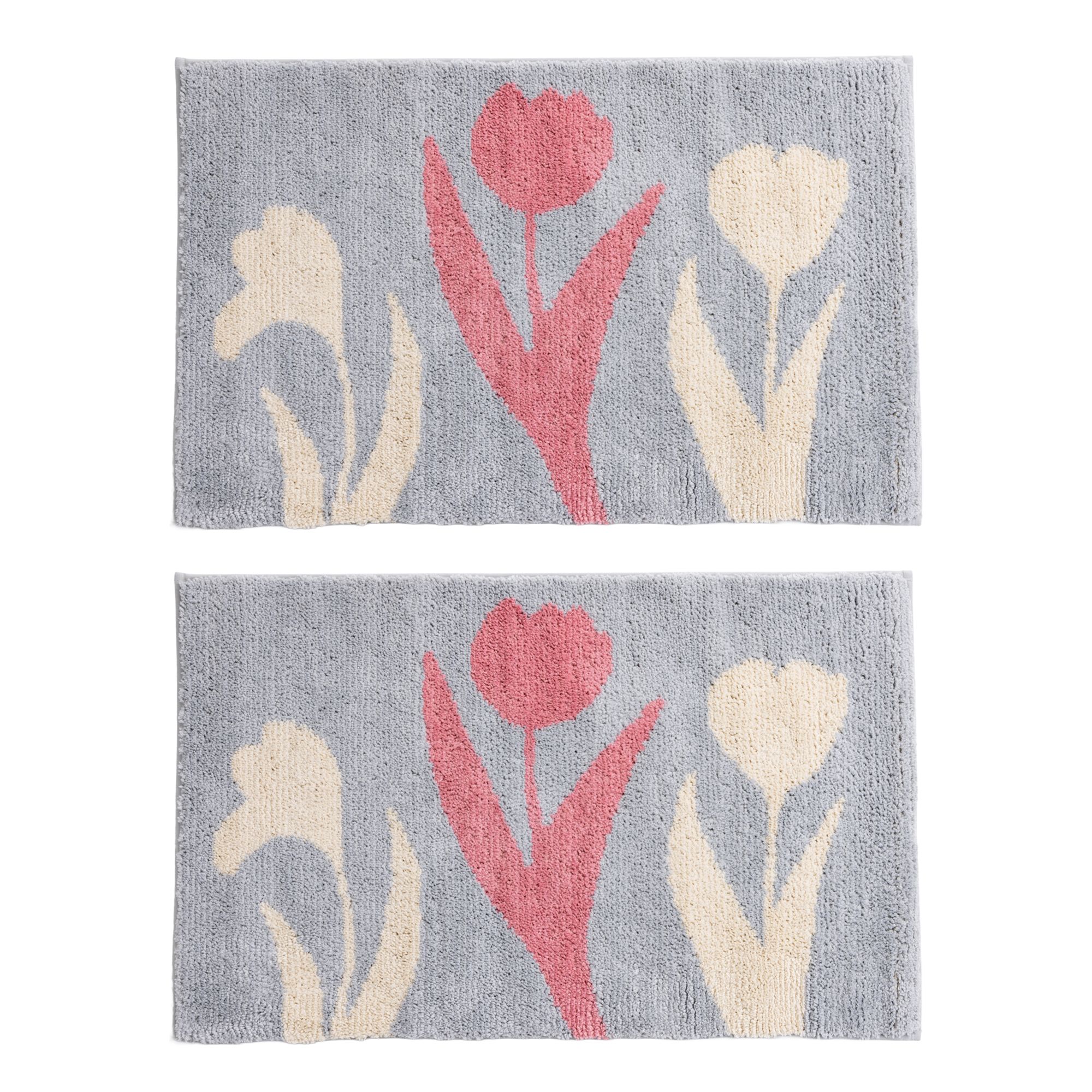CASA FONDO 2 Fußmatten Tulpen, 3-farbig Mikrofaser waschbar, ca 50x80cm