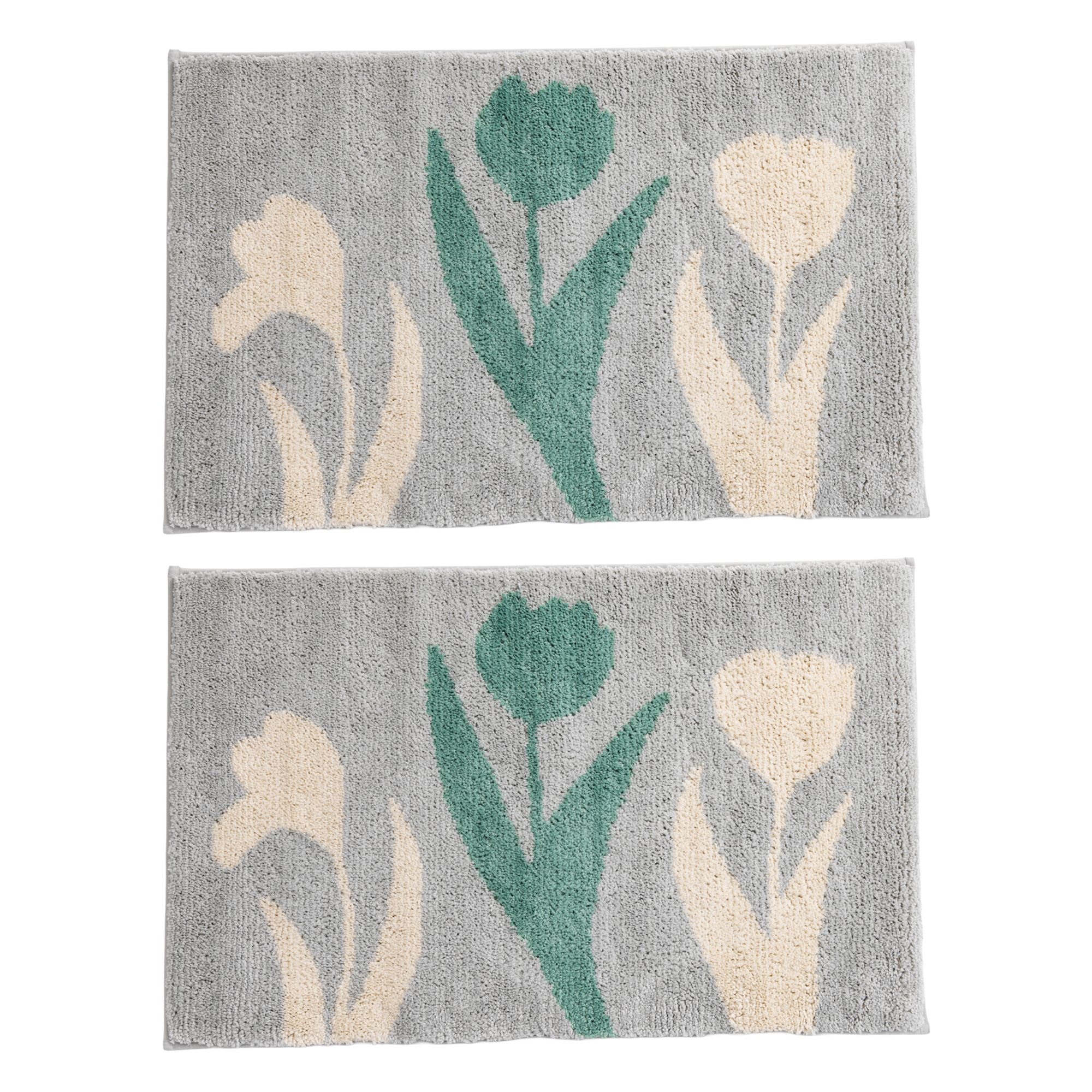 CASA FONDO 2 Fußmatten Tulpen, 3-farbig Mikrofaser waschbar, ca 50x80cm