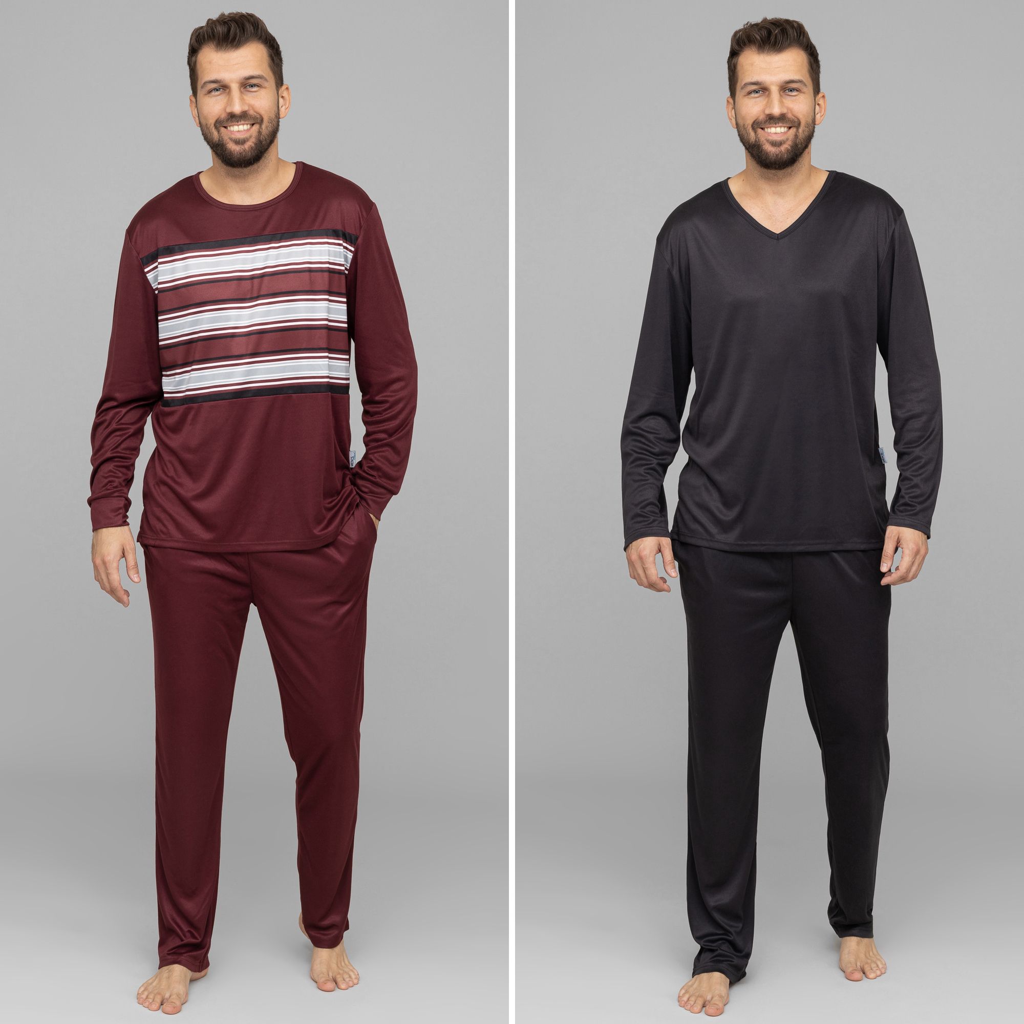 BWare MEN'S TOUCH 2 PyjamaSets Mikrofaser uni & gestreift QVC.de