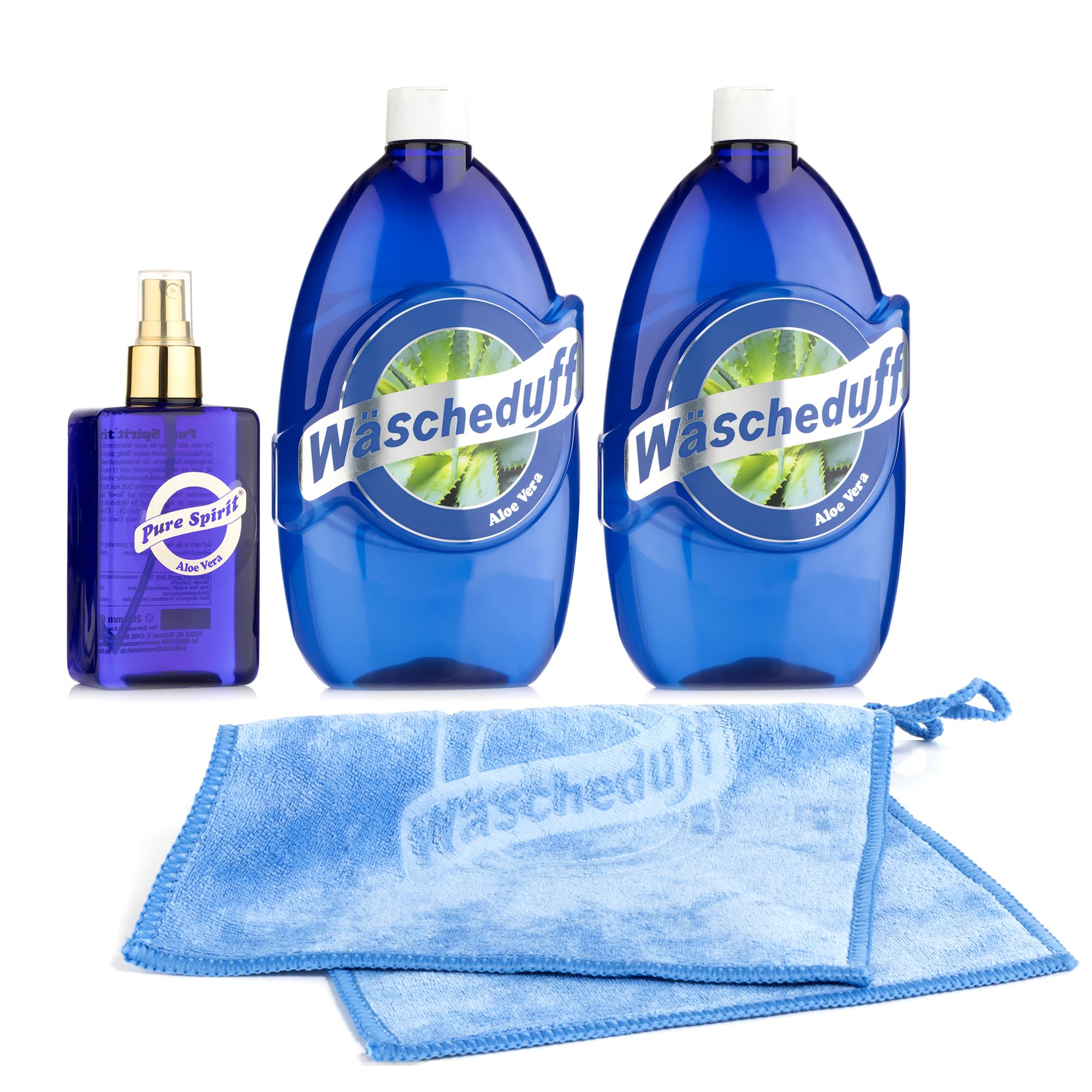 WÄSCHEDUFT PLUS 2x 750ml Duftspülung 200ml Pure Spirit Textilparfüm inkl. 2 Trocknerpads