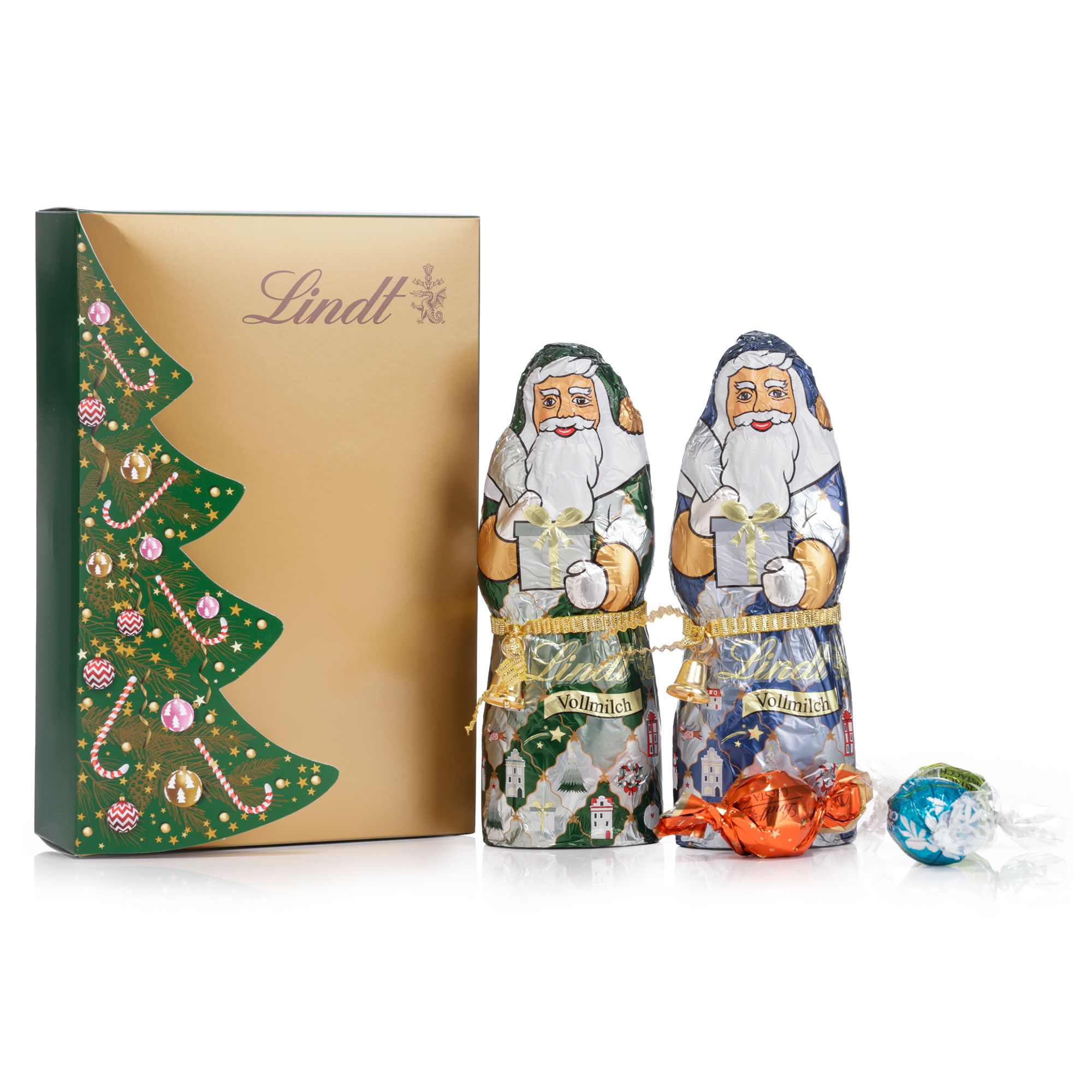 LINDT 2 Vollmilch Santa und 4 Sorten Lindor exklusiv bei QVC Inhalt 478g, 21 Stück