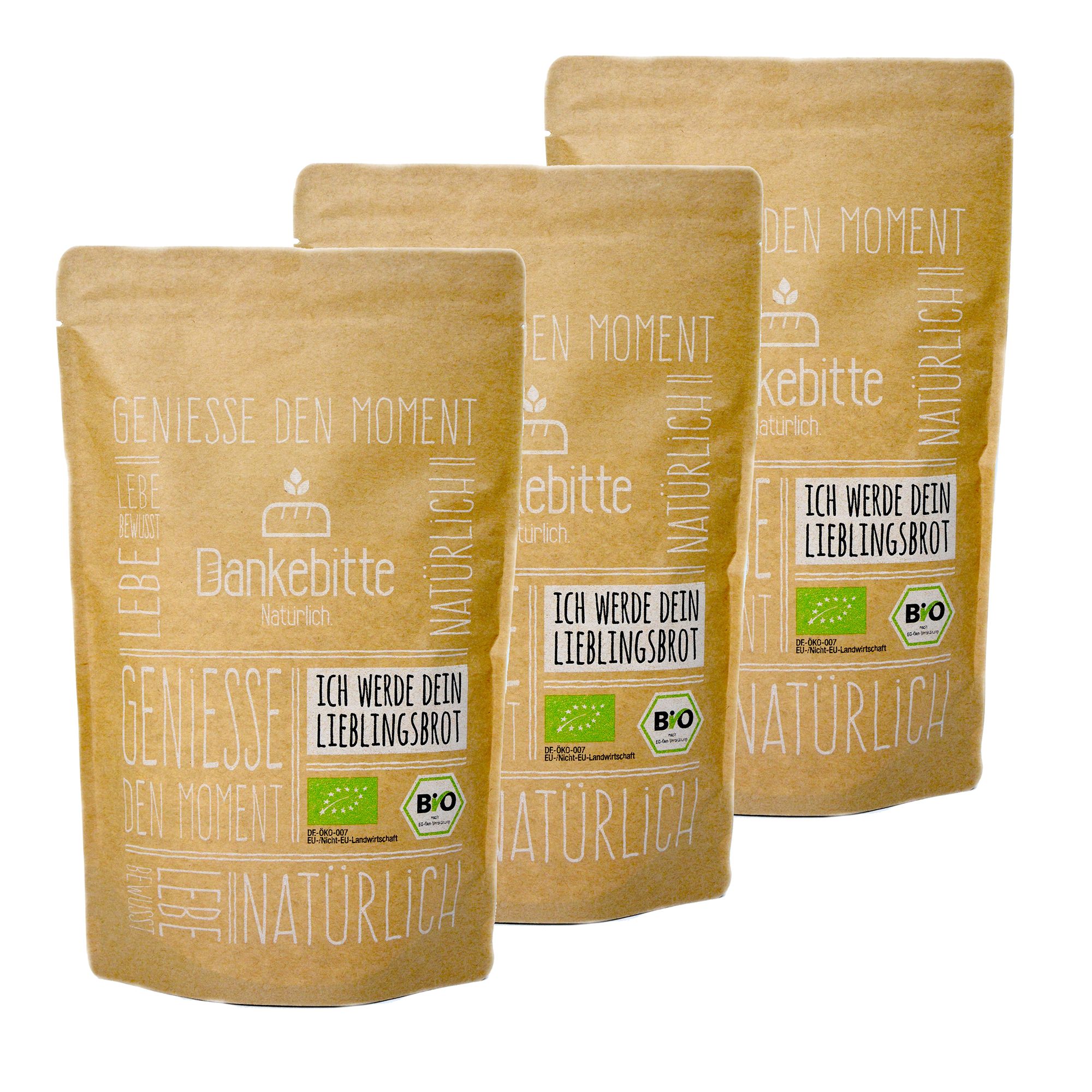 DANKEBITTE Bio-Brotbackmischung Ruckzuck Zucchini sortenrein Inhalt 3x 568g