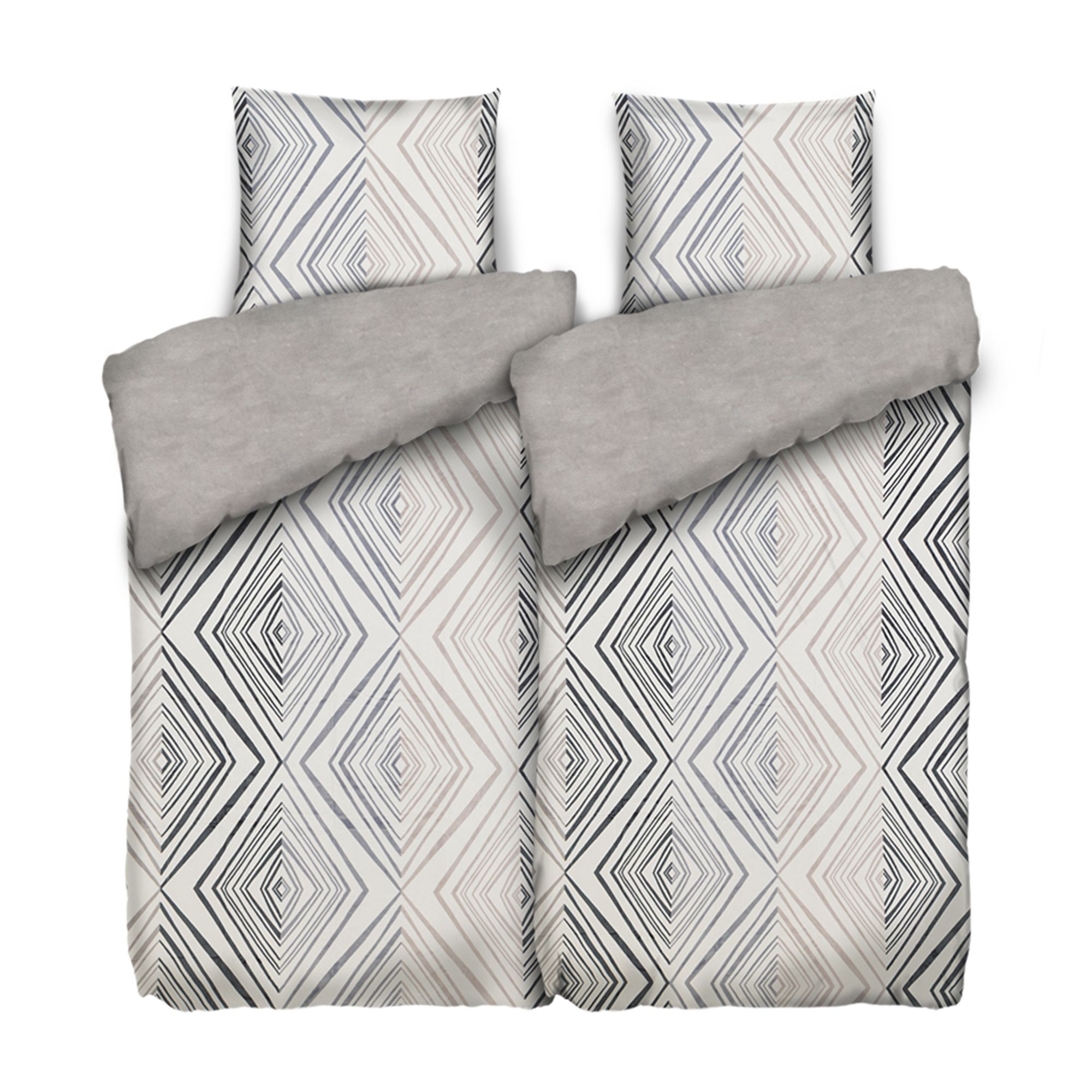 MONT CHALET Wendebettwäsche Rauten Mikrofaser Chinchilla Doppelbett, 4tlg.