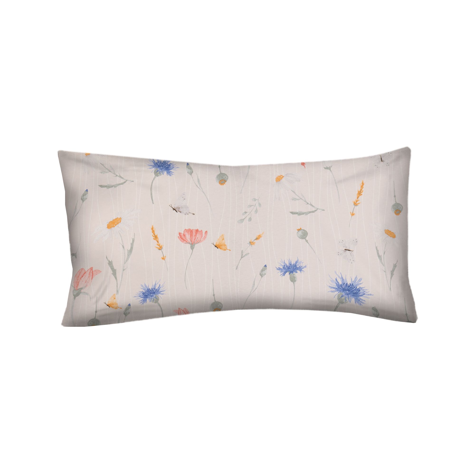 JERYMOOD Cotton 1 Kissenbezug Frühlingswiese Baumwolljersey ca. 40x80cm