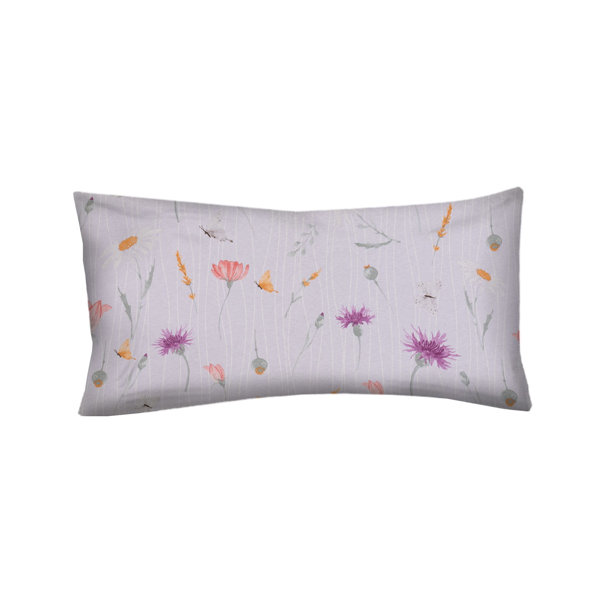 JERYMOOD Cotton 1 Kissenbezug Frühlingswiese Baumwolljersey ca. 40x80cm