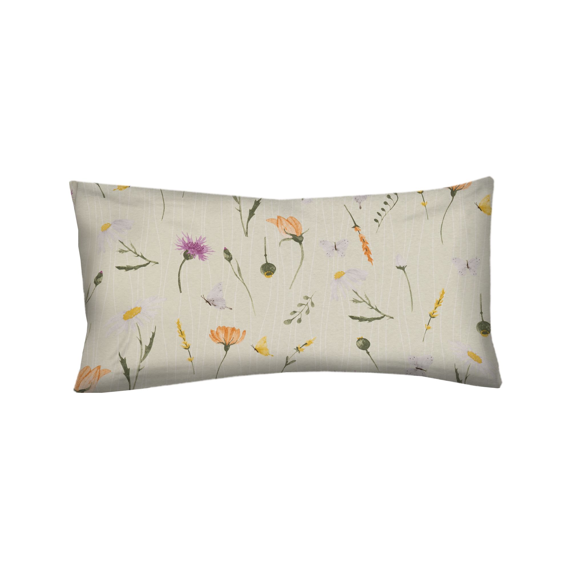 JERYMOOD Cotton 1 Kissenbezug Frühlingswiese Baumwolljersey ca. 40x80cm