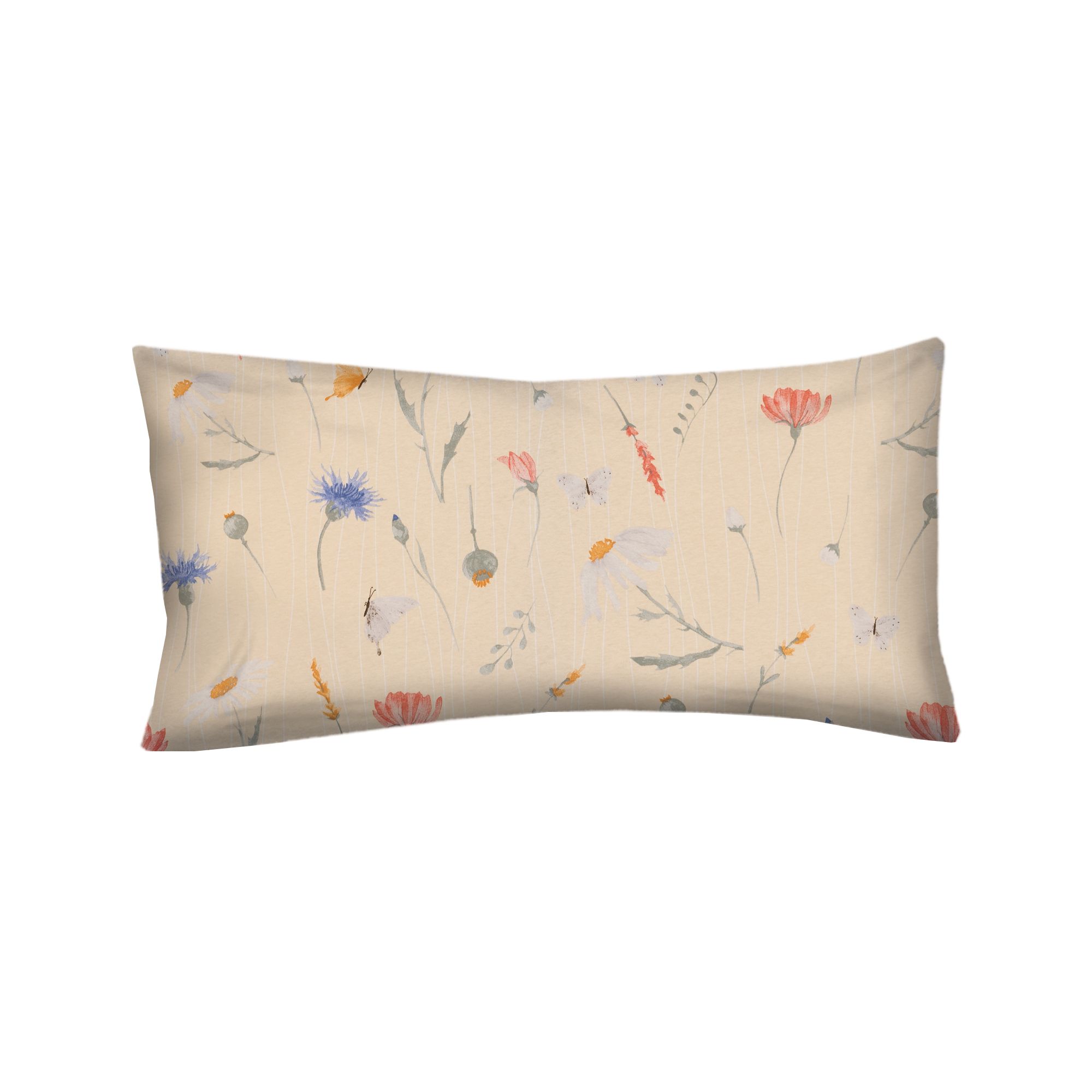 JERYMOOD Cotton 1 Kissenbezug Frühlingswiese Baumwolljersey ca. 40x80cm