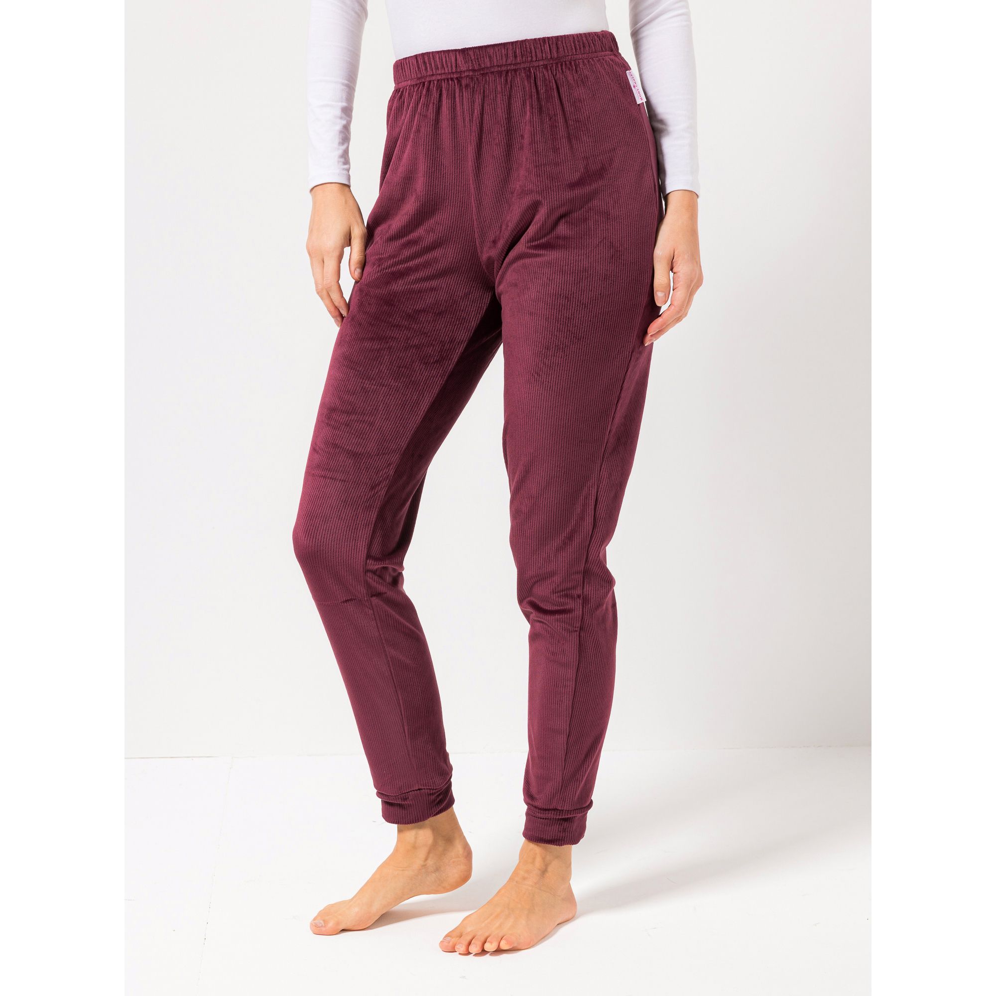 MONT CHALET Damen-Hose uni Cord-Optik Mikrofaser Samtfell Velours Plüsch