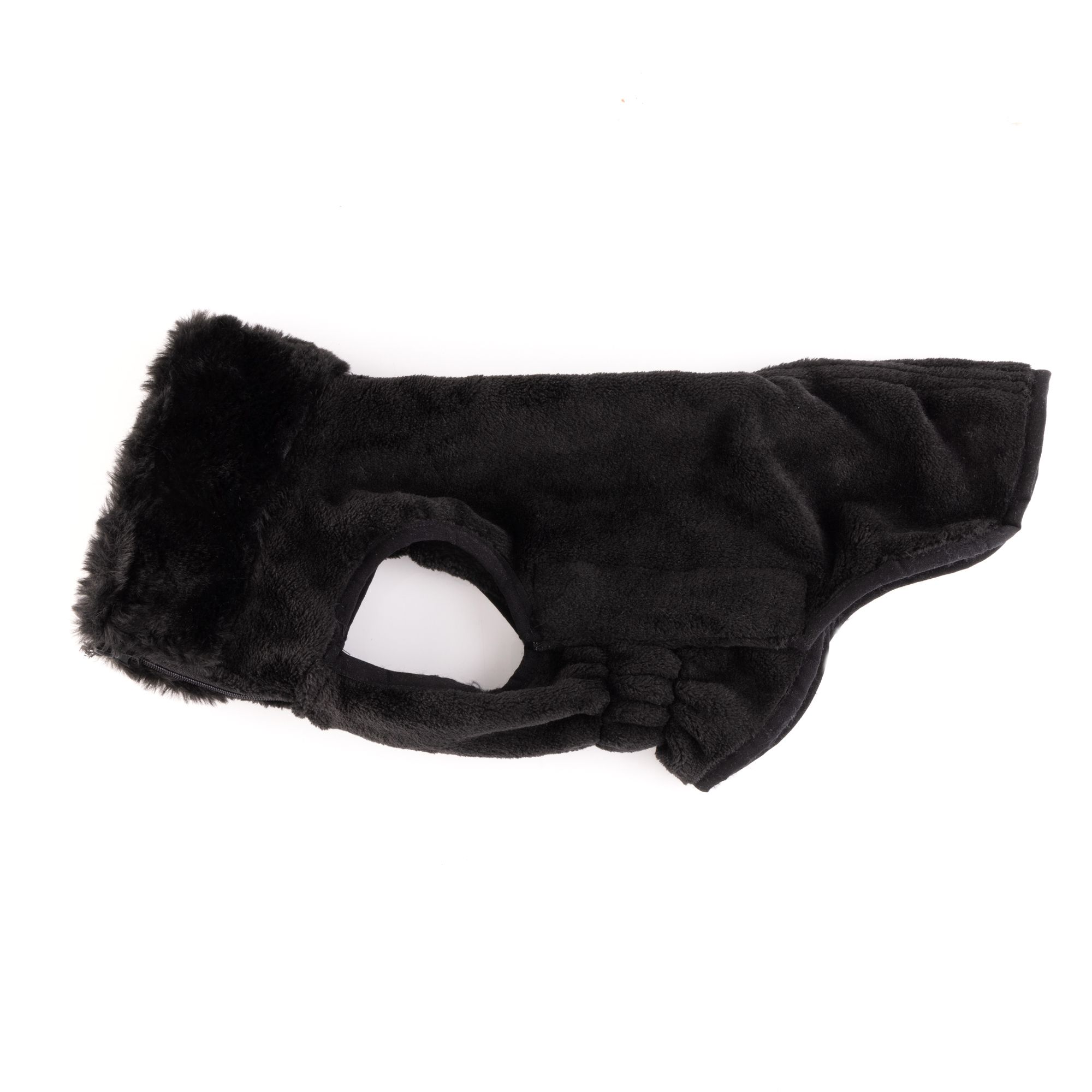 MONT CHALET Hunde-Pullover Fake Fur am Kragen Klettverschlüsse Mikrofaser Chinchilla