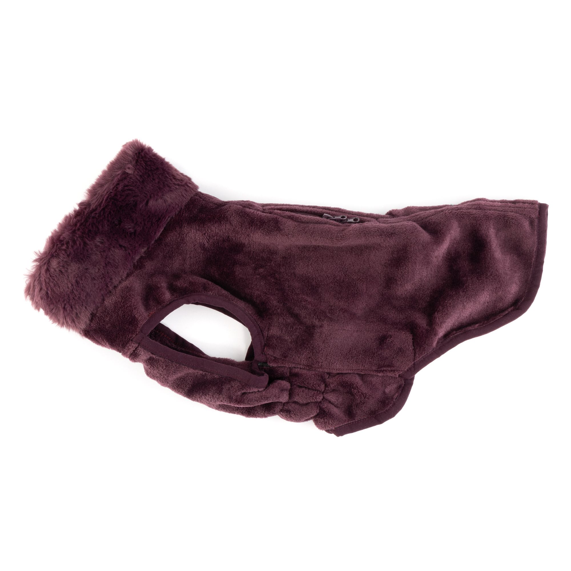 MONT CHALET Hunde-Pullover Fell-Kragen Klettverschlüsse Mikrofaser Chinchilla