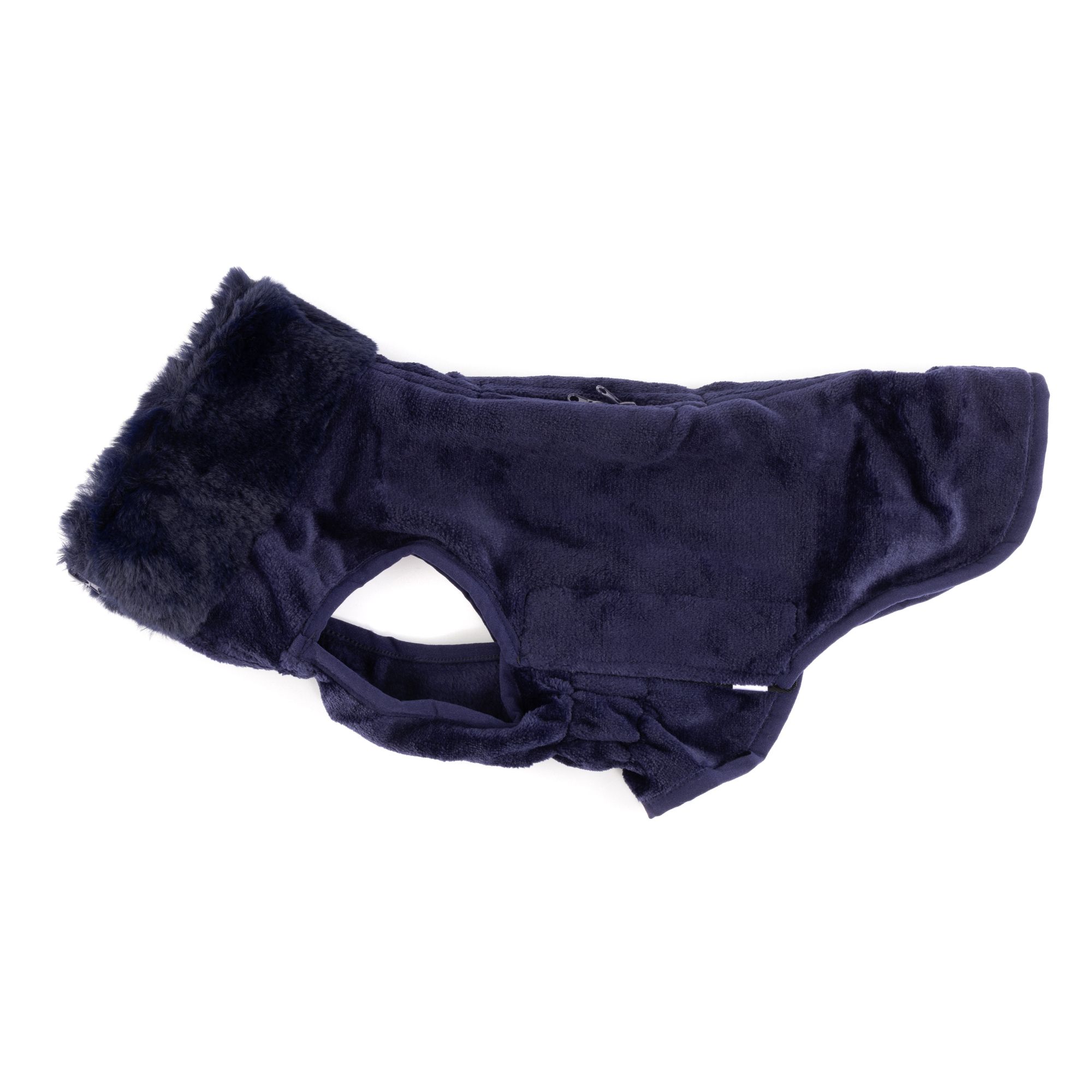 MONT CHALET Hunde-Pullover Fake Fur am Kragen Klettverschlüsse Mikrofaser Chinchilla