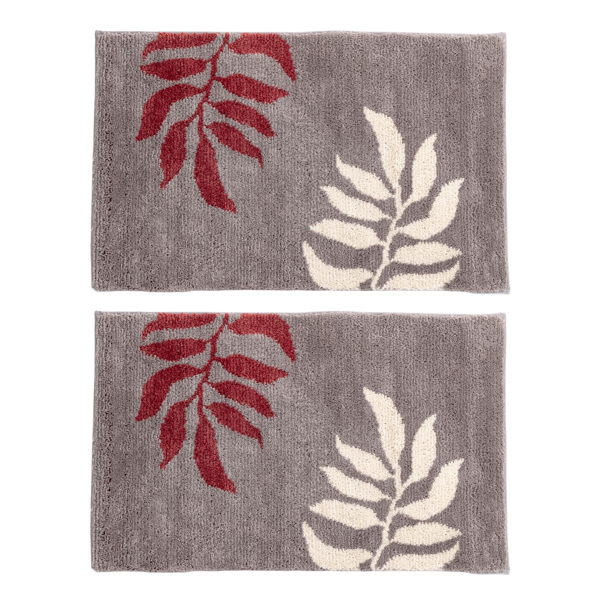 CASA FONDO 2 Fußmatten Blätter, 3-farbig Mikrofaser waschbar, ca. 50x80cm