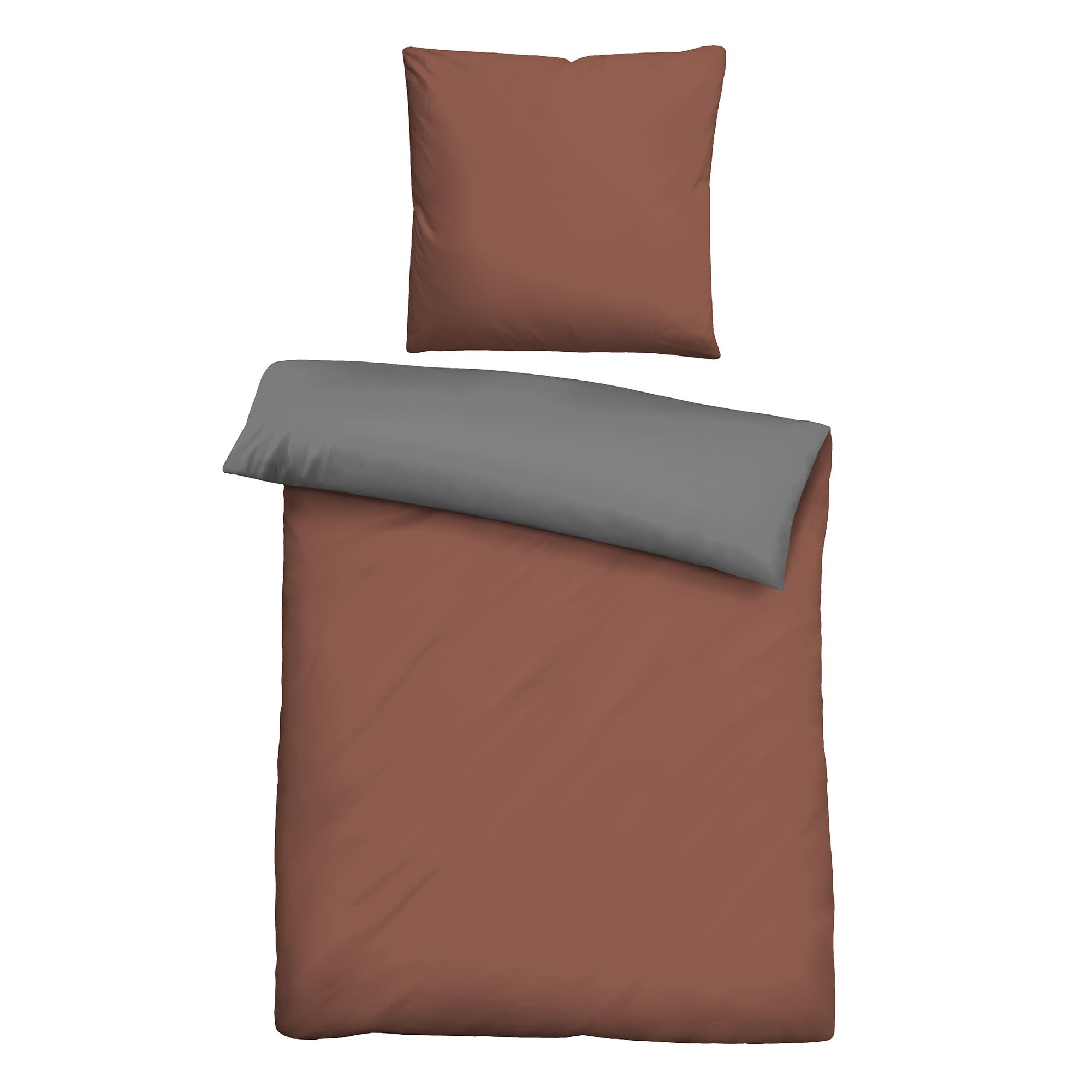 biberna® Wendebettwäsche uni Baumwoll Linon Einzelbett