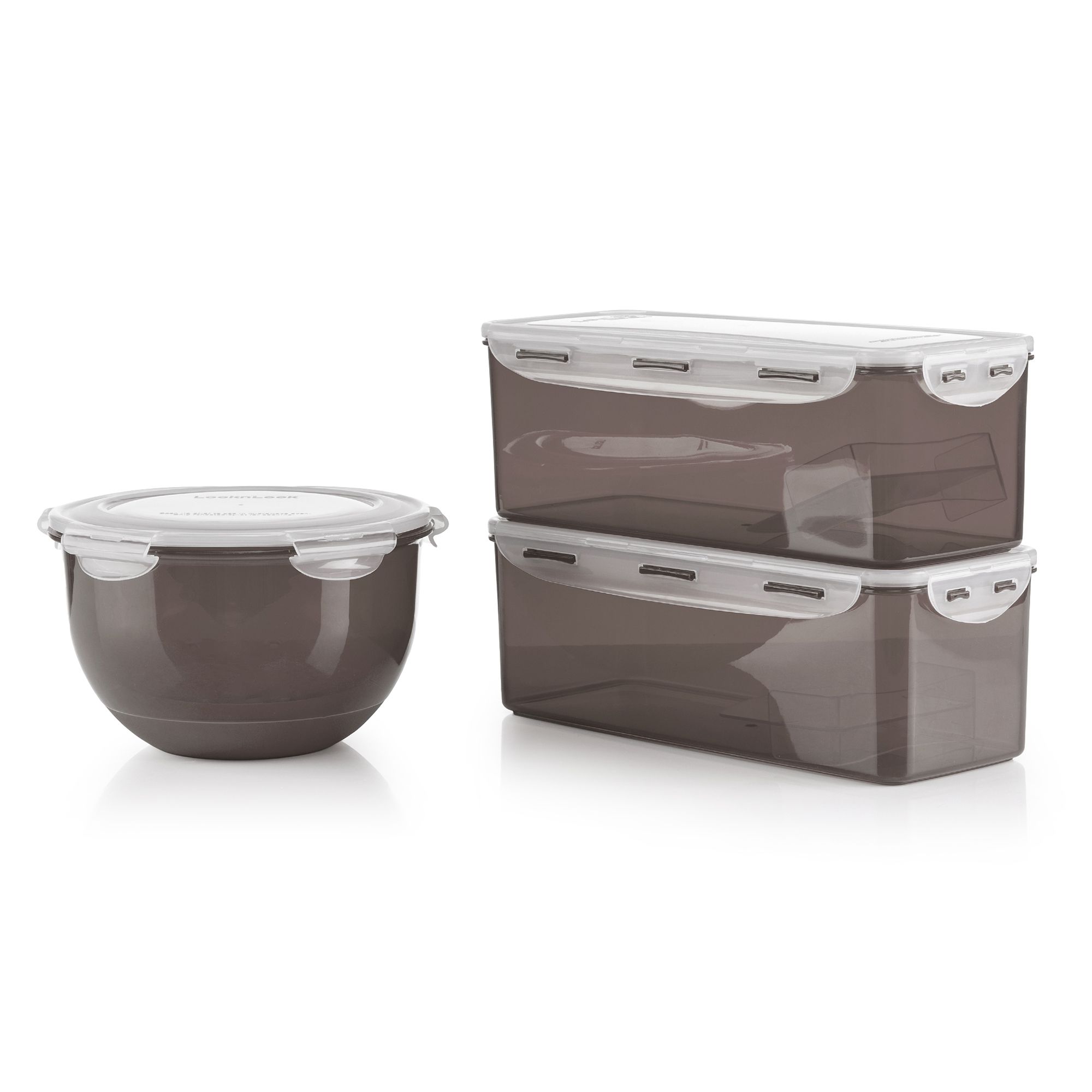 LocknLock 2 Brotkästen à 5L und 1 Salatschüssel mit Deckel à 4L Gesamtvolumen 14L