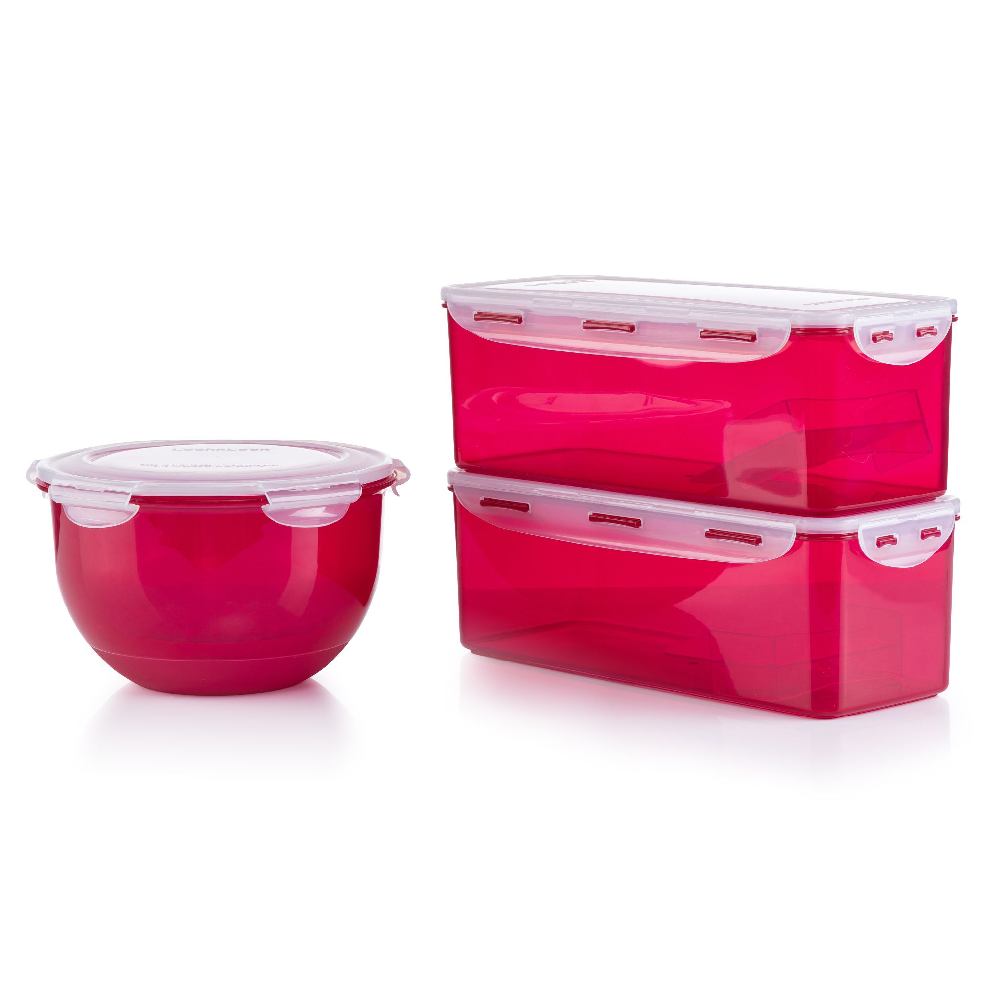 LocknLock 2 Brotkästen à 5L und 1 Salatschüssel mit Deckel à 4L Gesamtvolumen 14L