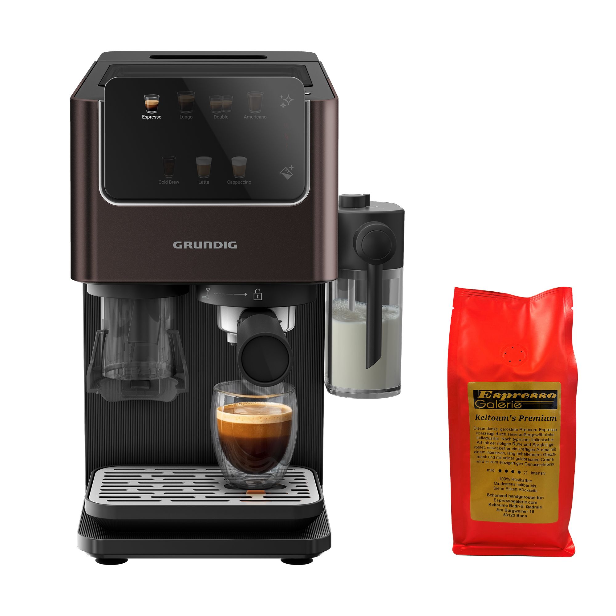 GRUNDIG KSM 8530 Siebträgermaschine mit Edelstahlmahlwerk inkl. 250g Kaffee