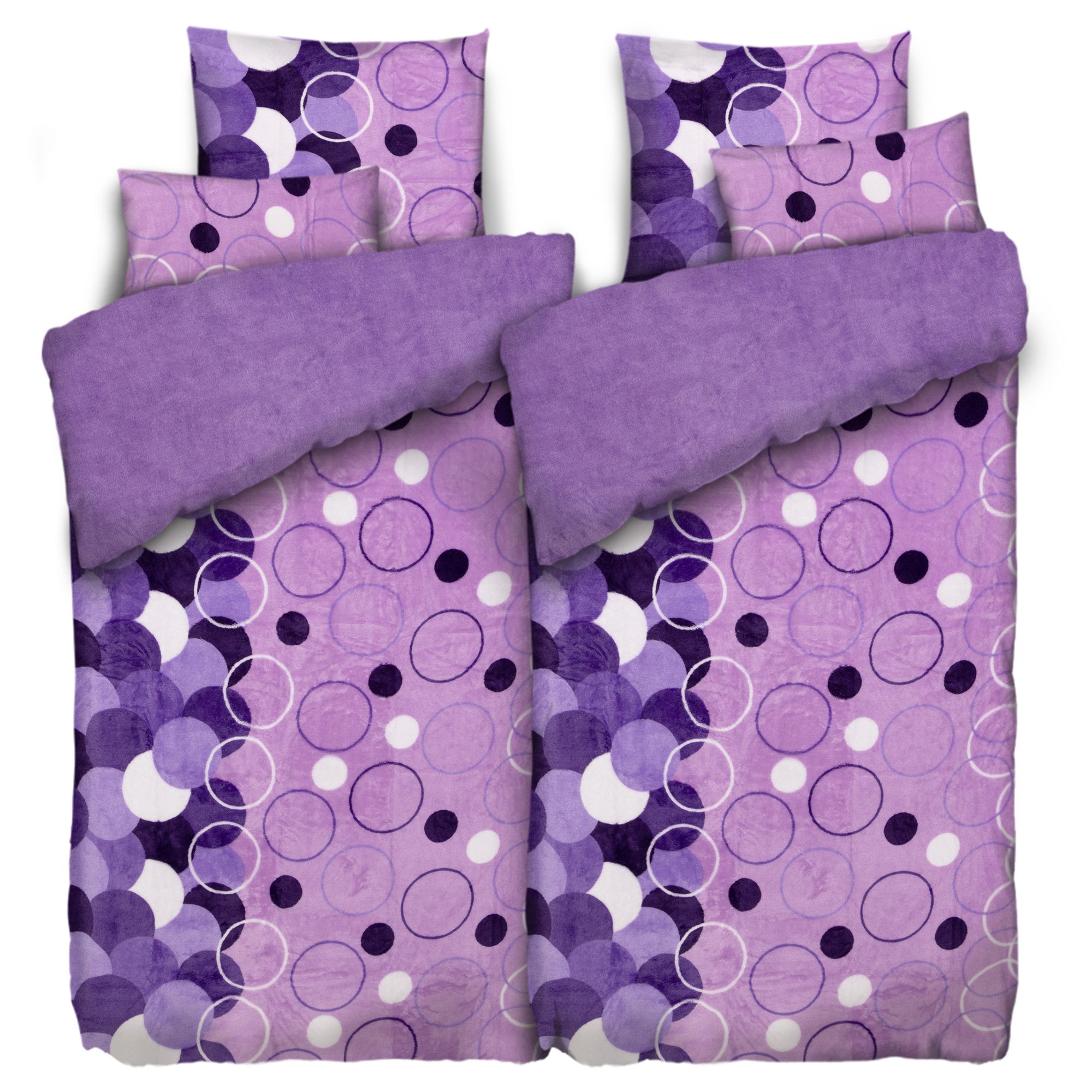 BADIZIO Classic Wendebettwäsche Kreise Mikrofaser Plüsch Doppelbett, 6tlg.