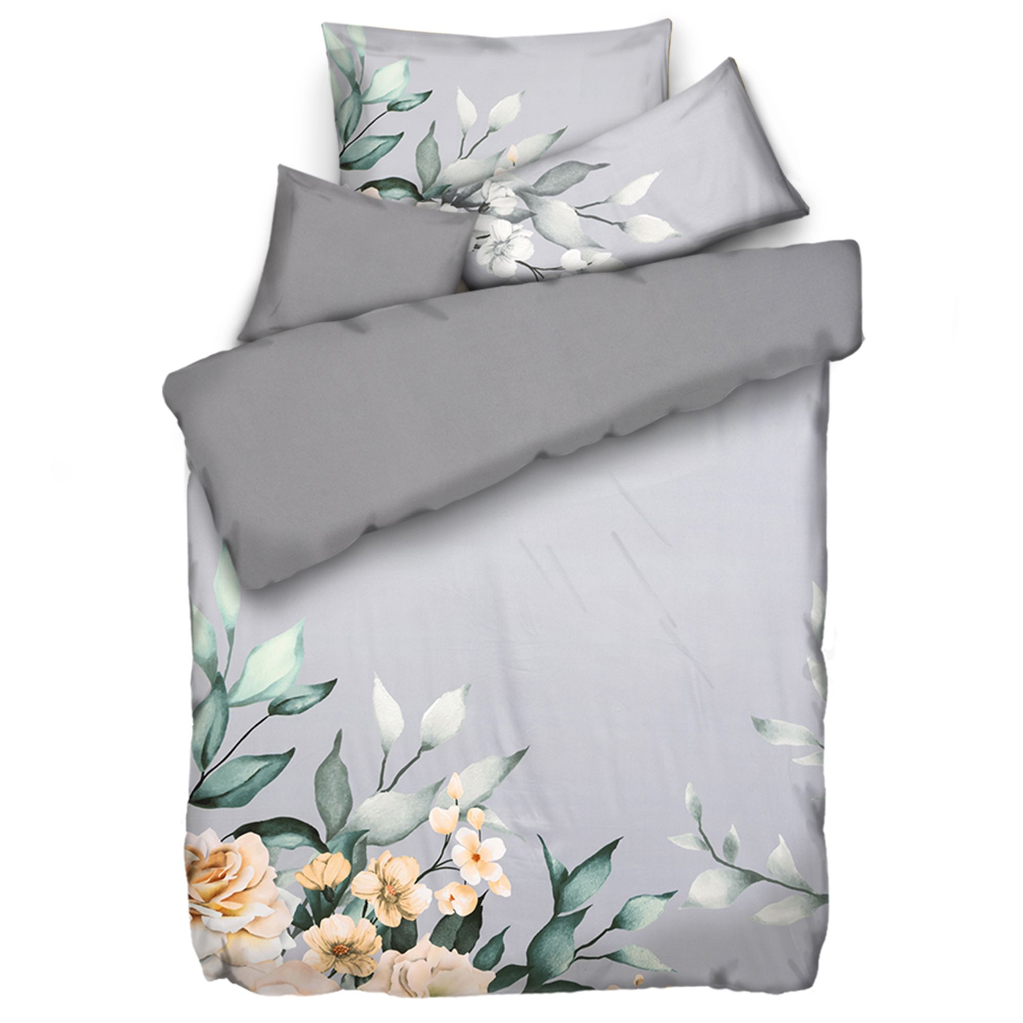 JERYMOOD Wendebettwäsche Blumenbouquet Mikrofaser Jersey Einzelbett, 4tlg.