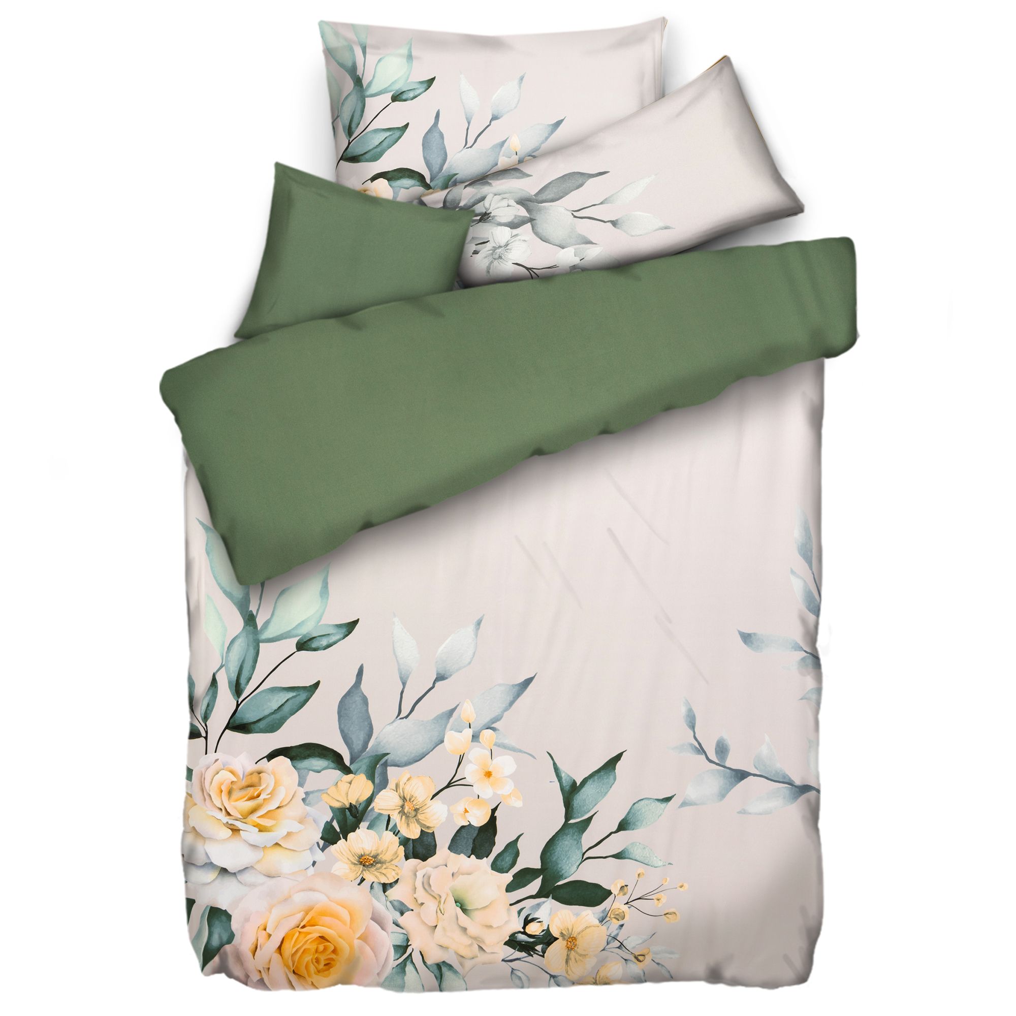 JERYMOOD Wendebettwäsche Blumenbouquet Mikrofaser Jersey Einzelbett, 4tlg.