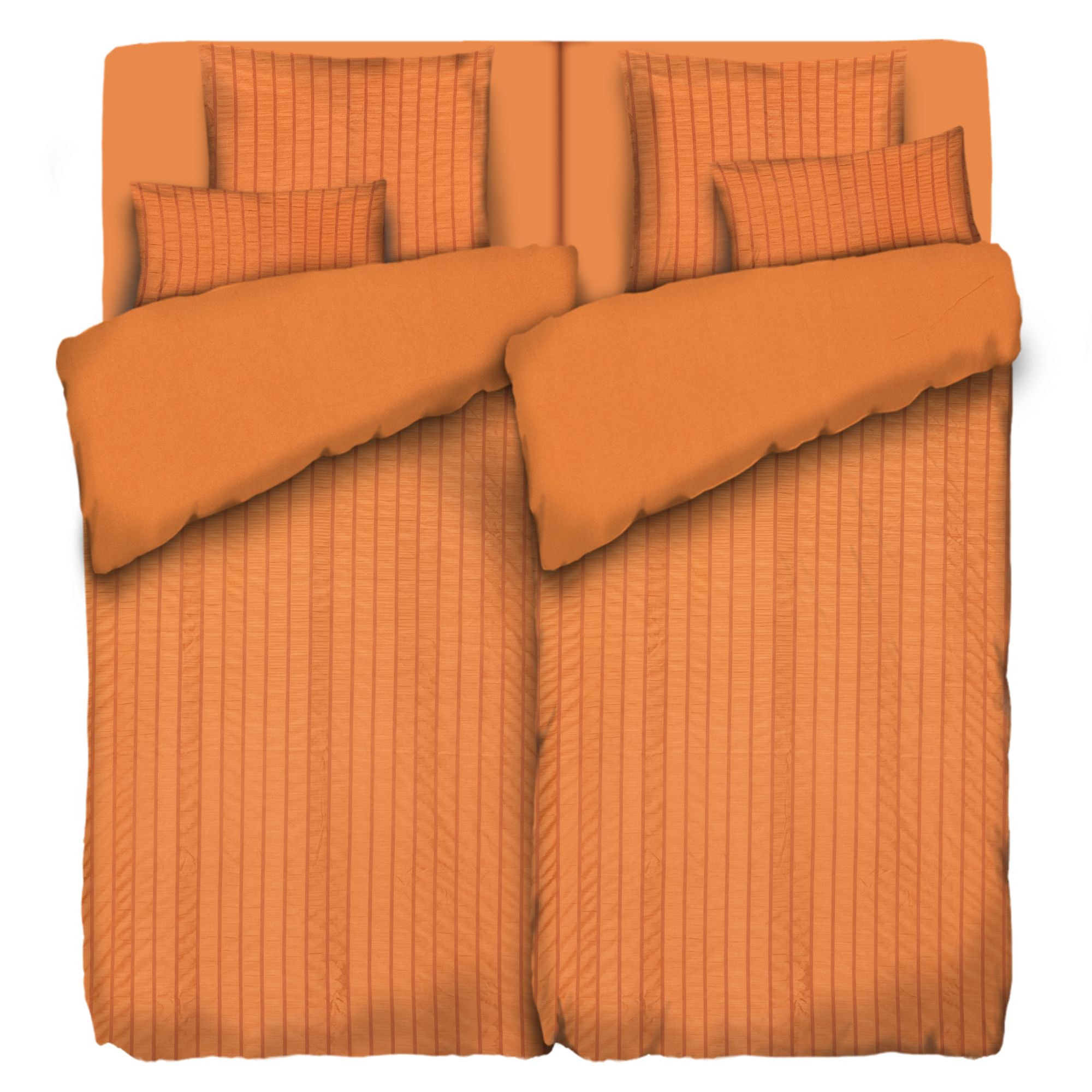 SOFT WAVE Wendebettwäsche uni, breite Streifen MF Seersucker Doppelbett, 8tlg.