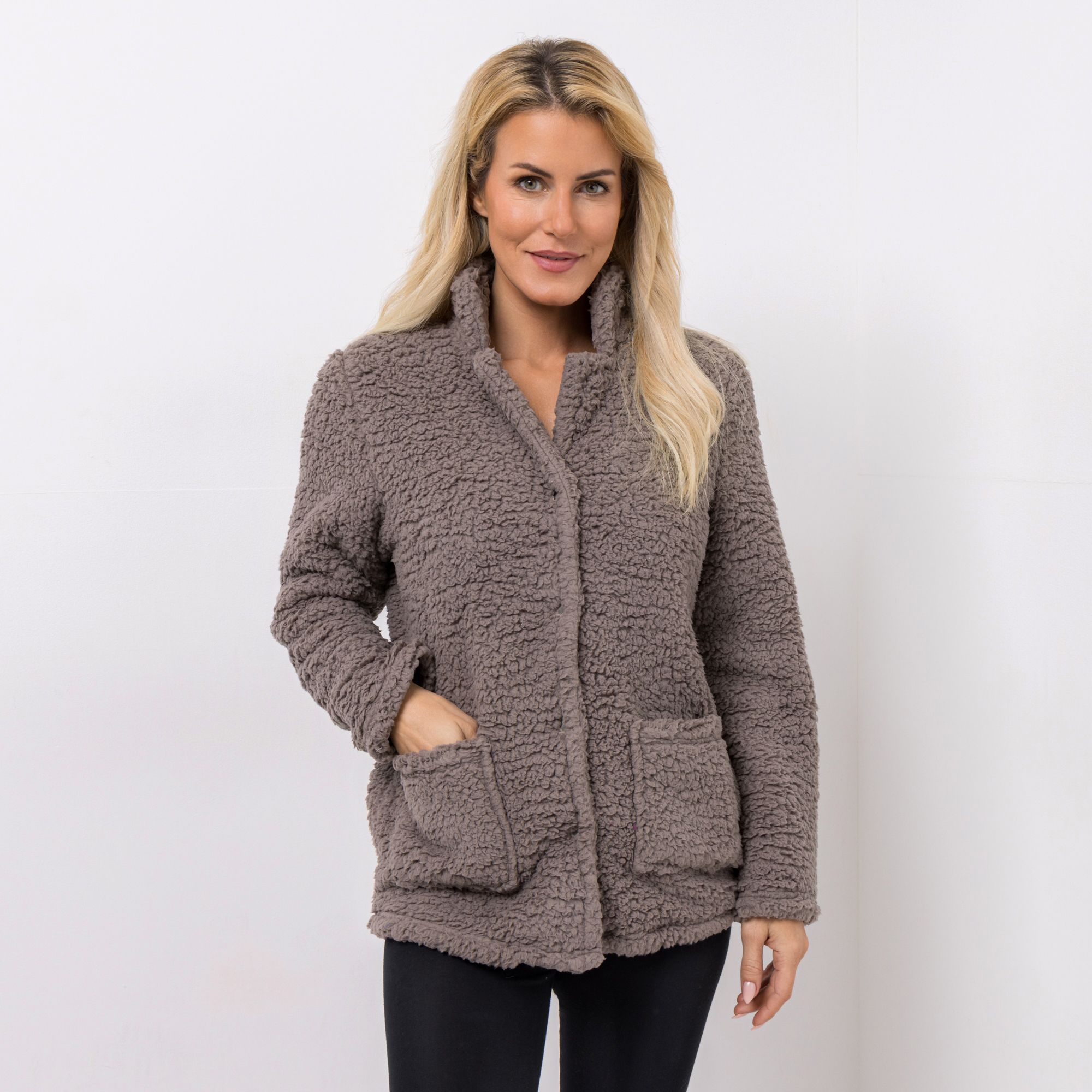 MONT CHALET Homewear-Jacke uni Schäfchenfell Reverskragen