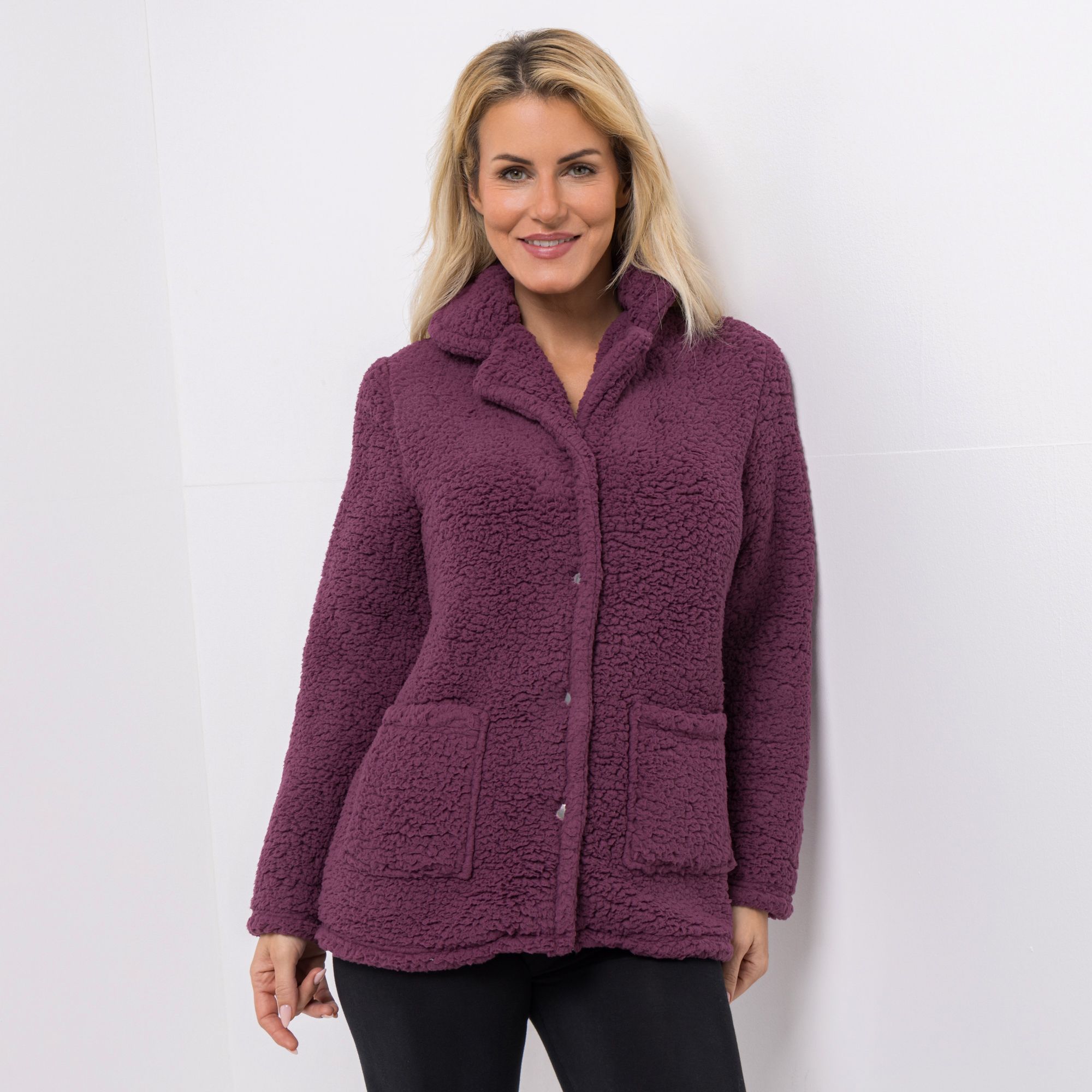 MONT CHALET Homewear-Jacke uni Schäfchenfell Reverskragen