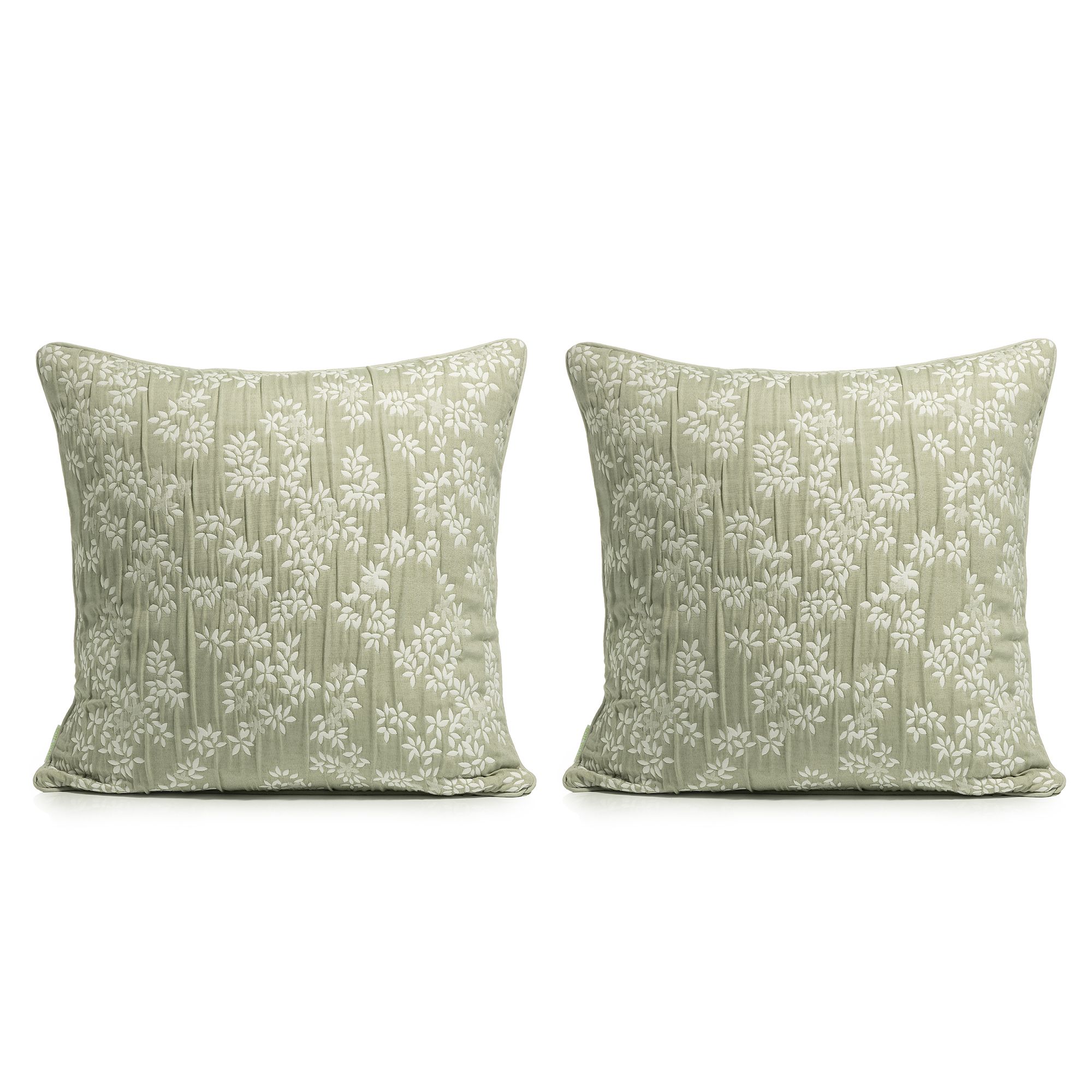 SOFT WAVE 2 Dekokissenbezüge Blätterranke Mikrofaser Struktur waschbar, ca. 50x50cm