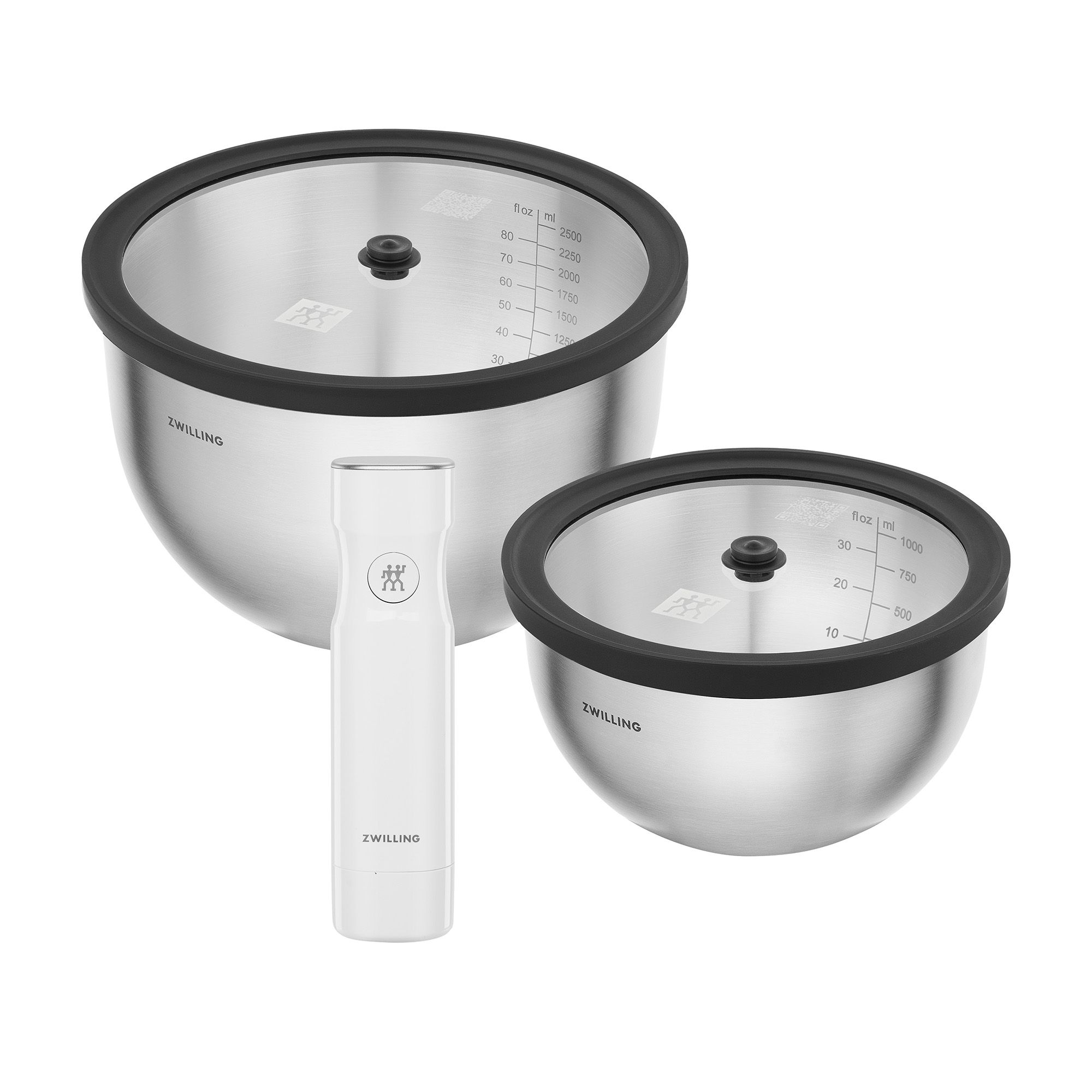 ZWILLING® UNLOCK Fresh & Save 2 Edelstahlschüsseln & Vakuumpumpe 3tlg. Set