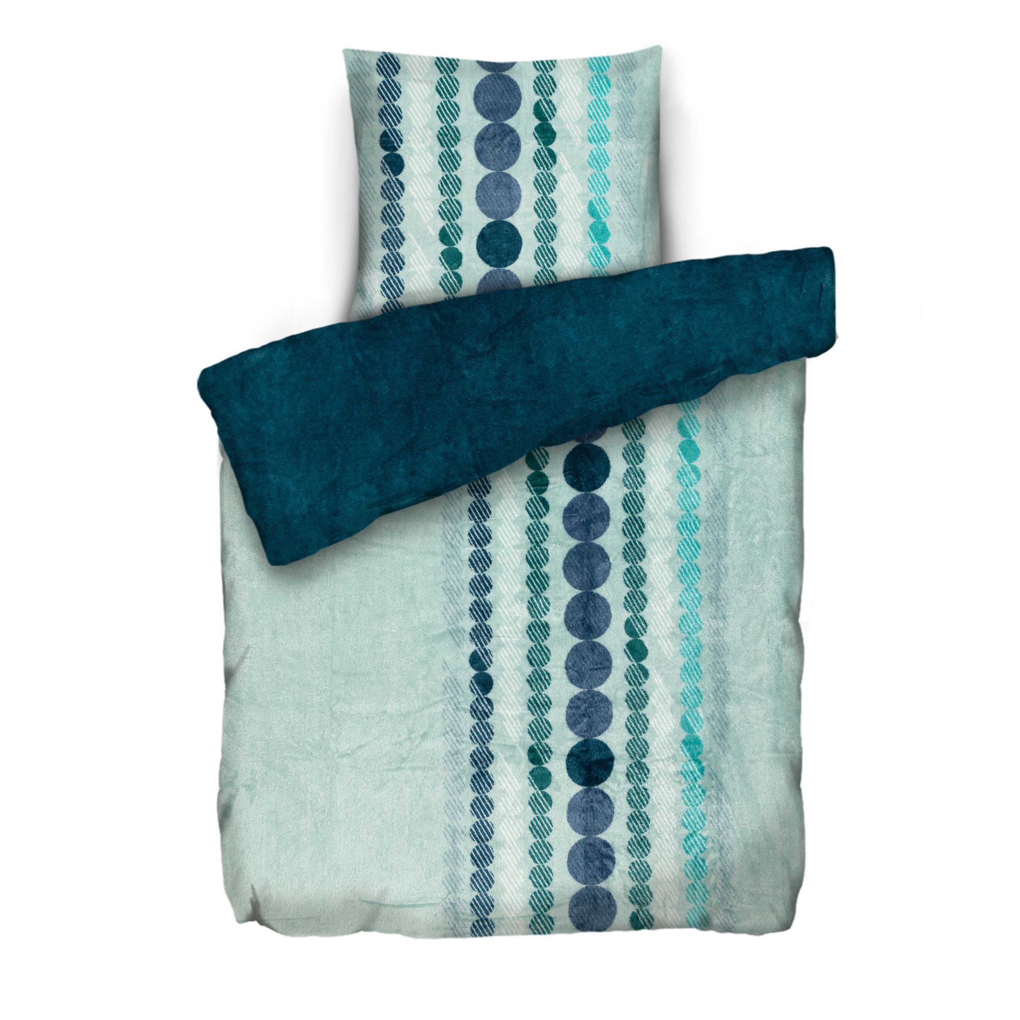 BADIZIO Classic Wendebettwäsche Punkte Mikrofaser Plüsch Doppelbett, 4tlg.