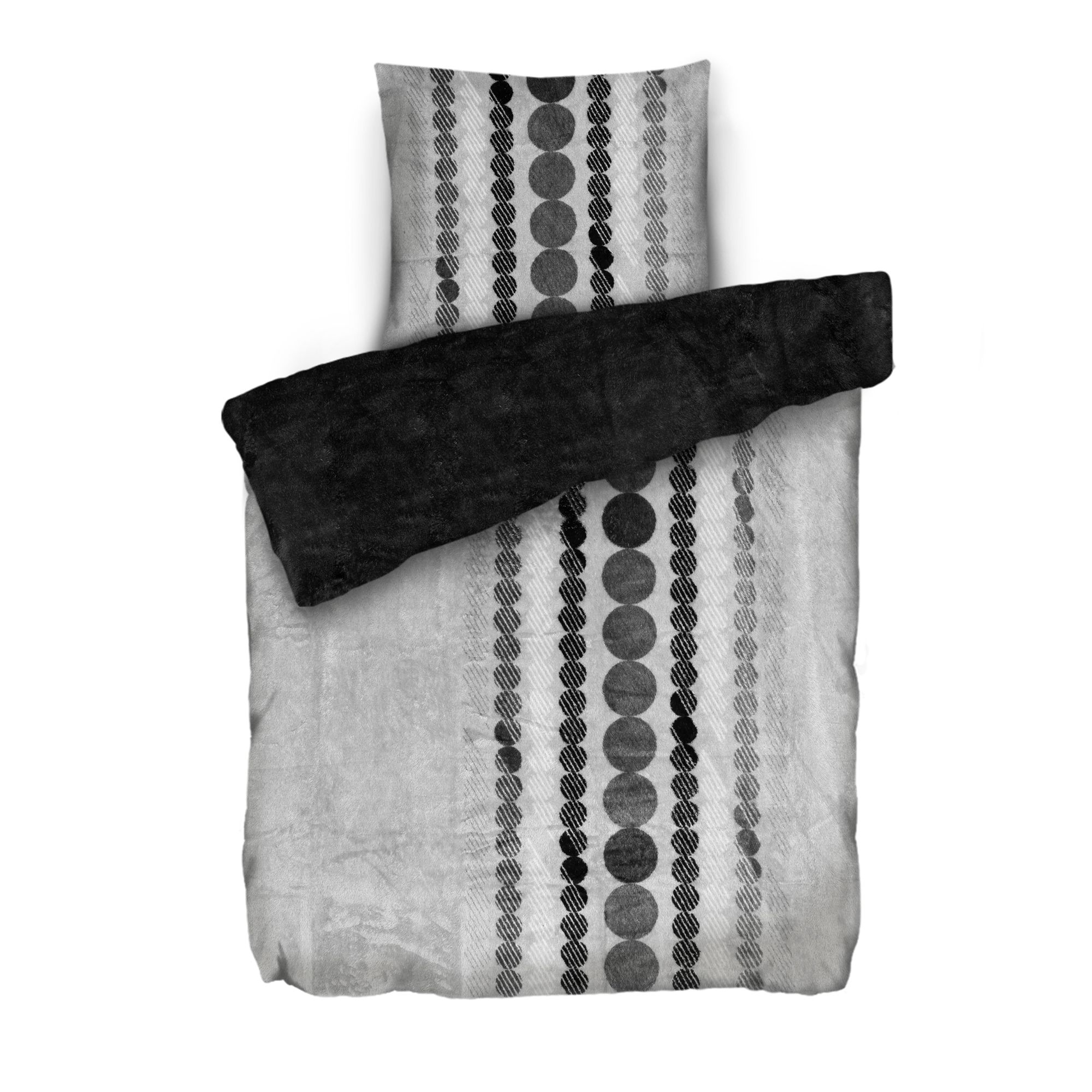 BADIZIO Classic Wendebettwäsche Punkte Mikrofaser Plüsch Doppelbett, 4tlg.