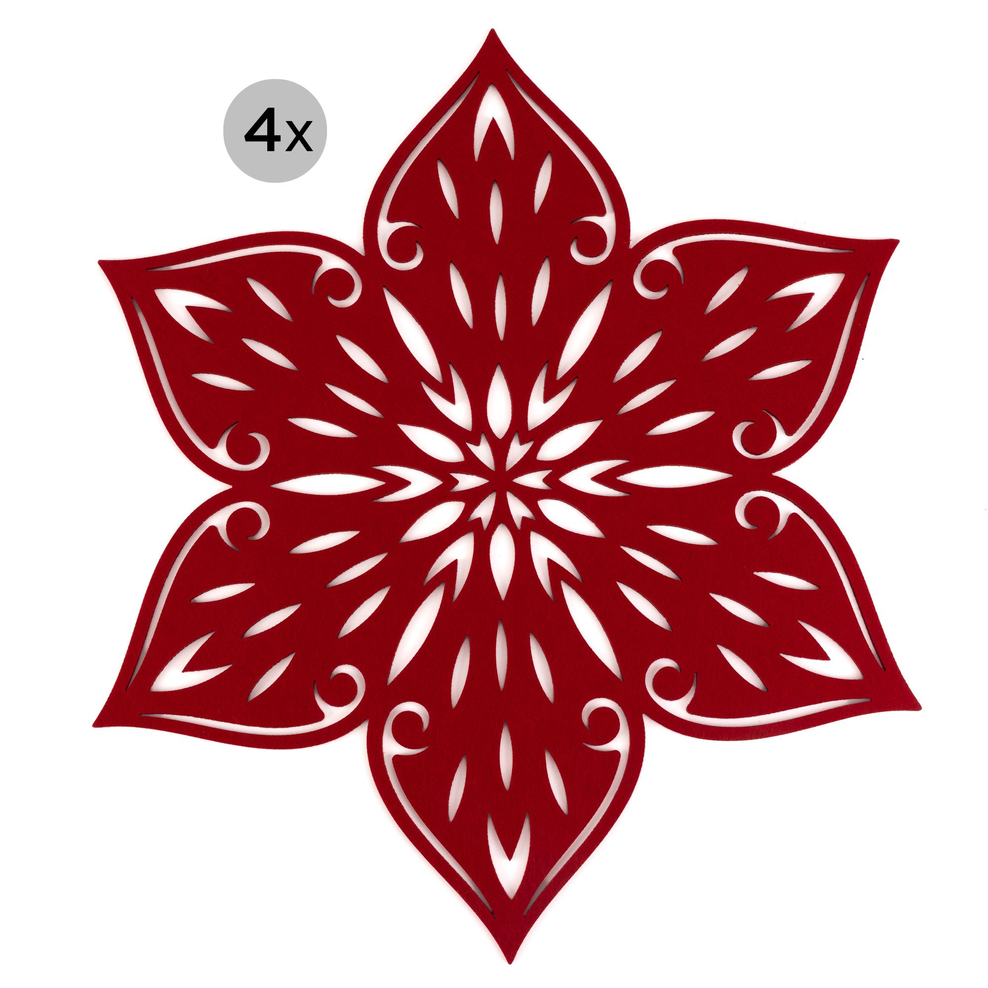 TAVELINO 4 Platzdeckchen Xmas-Christstern Filz sternförmig, Ø 45cm