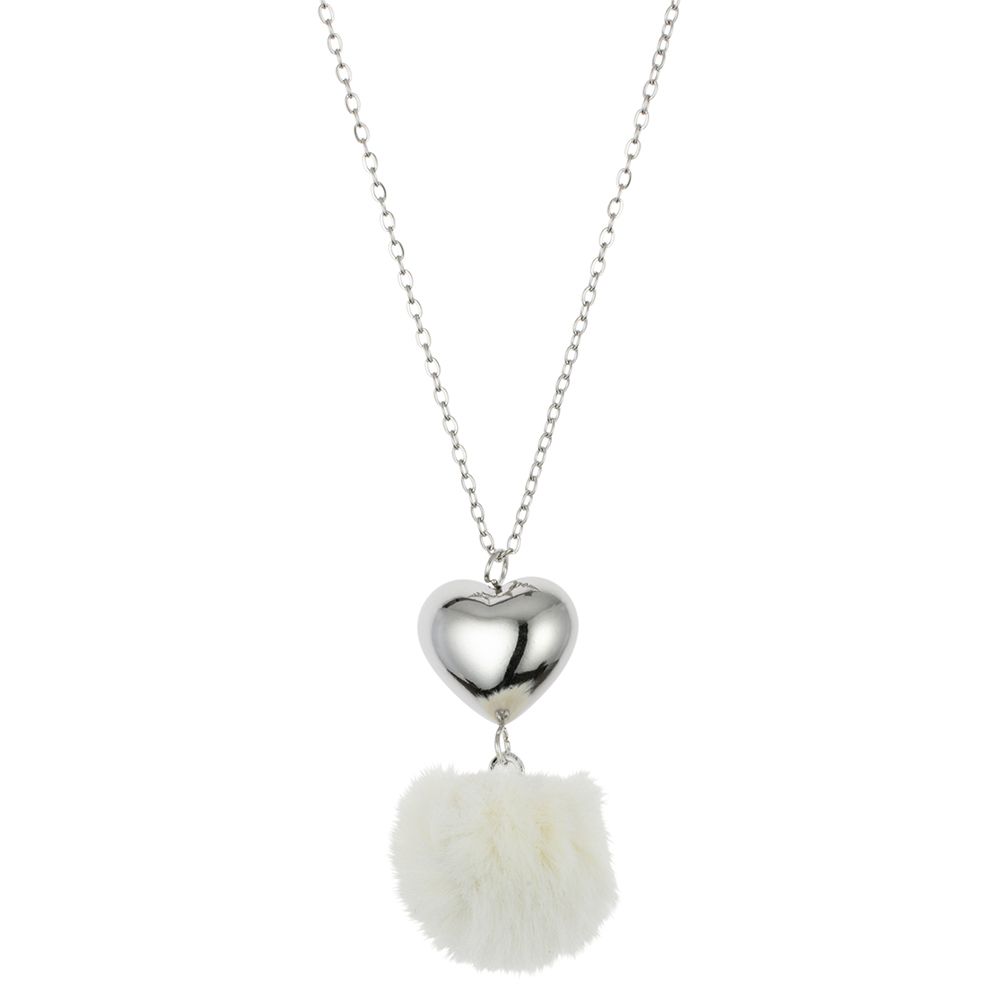 MONT CHALET Edelstahl-Collier Fellimitat-Anhänger Herzchen Modeschmuck