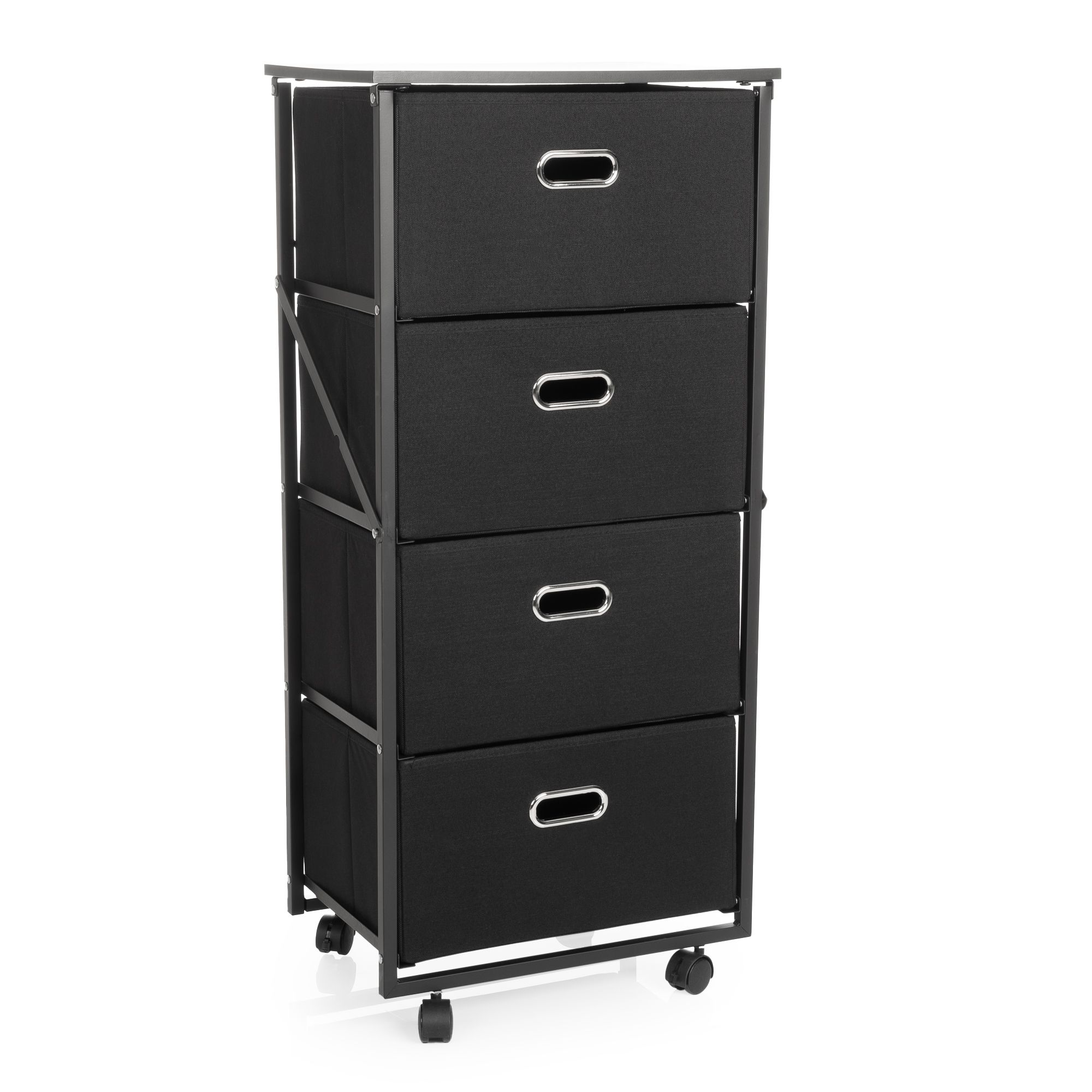 AQURAT Mobiler Regalwagen universell einsetzbar inkl. 4 Stoffboxen je bis 10kg belastbar