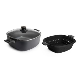 WOLL® D-Lite Viereckbratentopf 28x28 cm, PFAS-frei inkl. Siebeinsatz