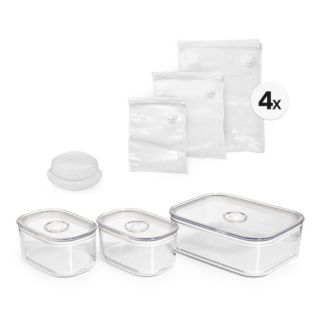 LocknLock Vakuum-Set: 3 Dosen 2x900ml & 1x2,4L 12 Vakuumierbeutel und Vakuumier-Gerät