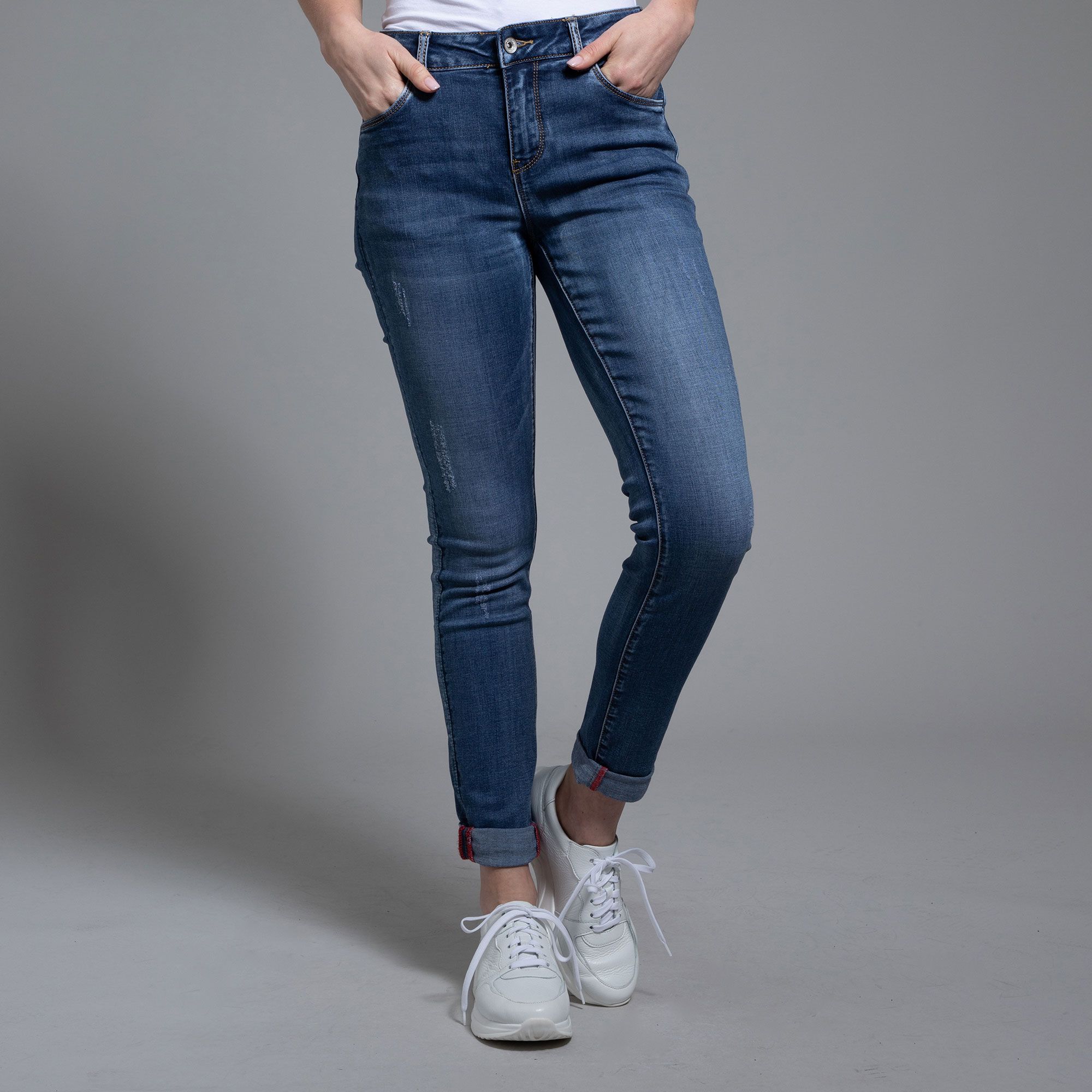 B-Ware DINE 'N' DANCE Jeanshose Salsa 5-Pocket-Style Umschlag am Saum