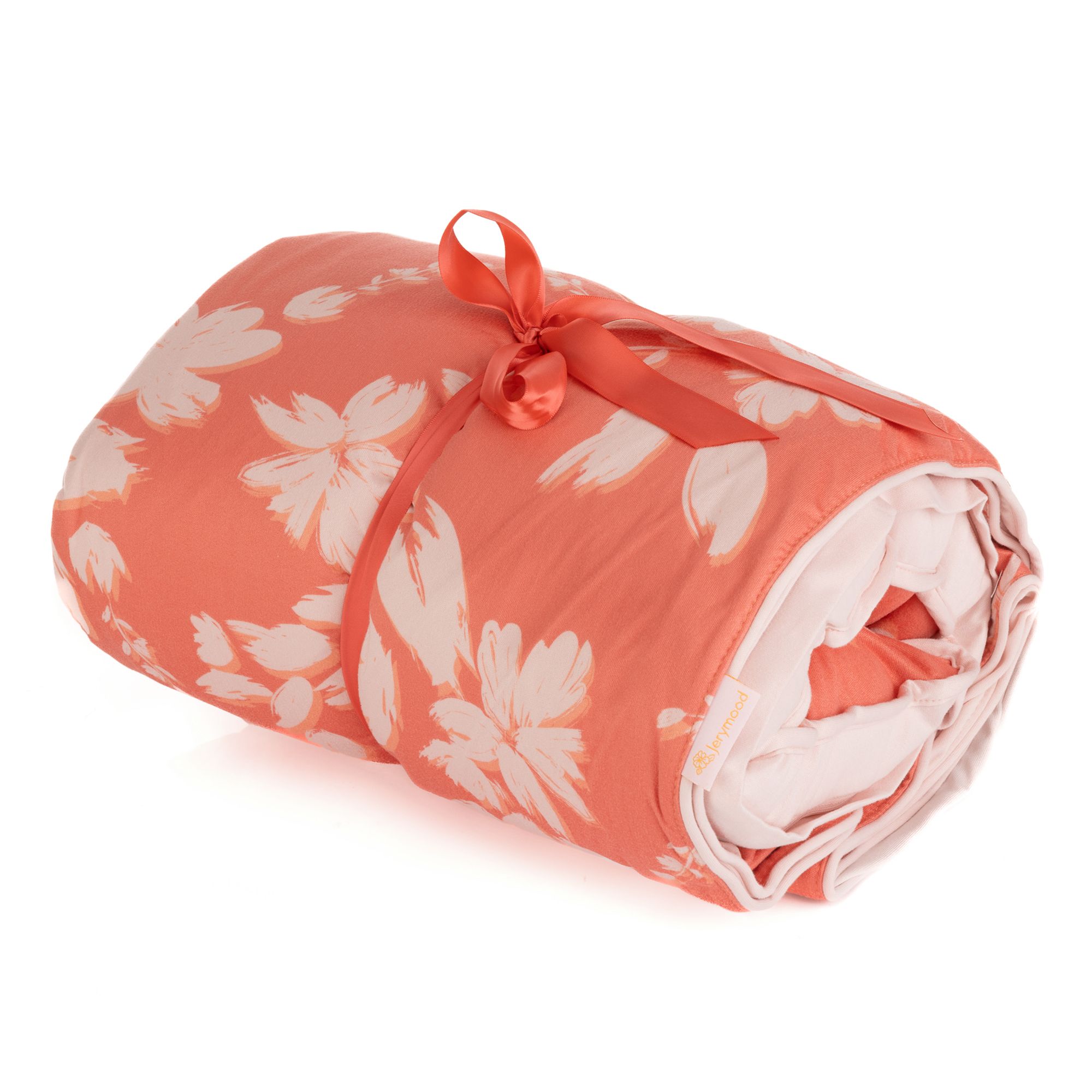 JERYMOOD 3tlg. Reise-Set floraler Druck Kissen,Decke+Tasche Mikrofaser Jersey