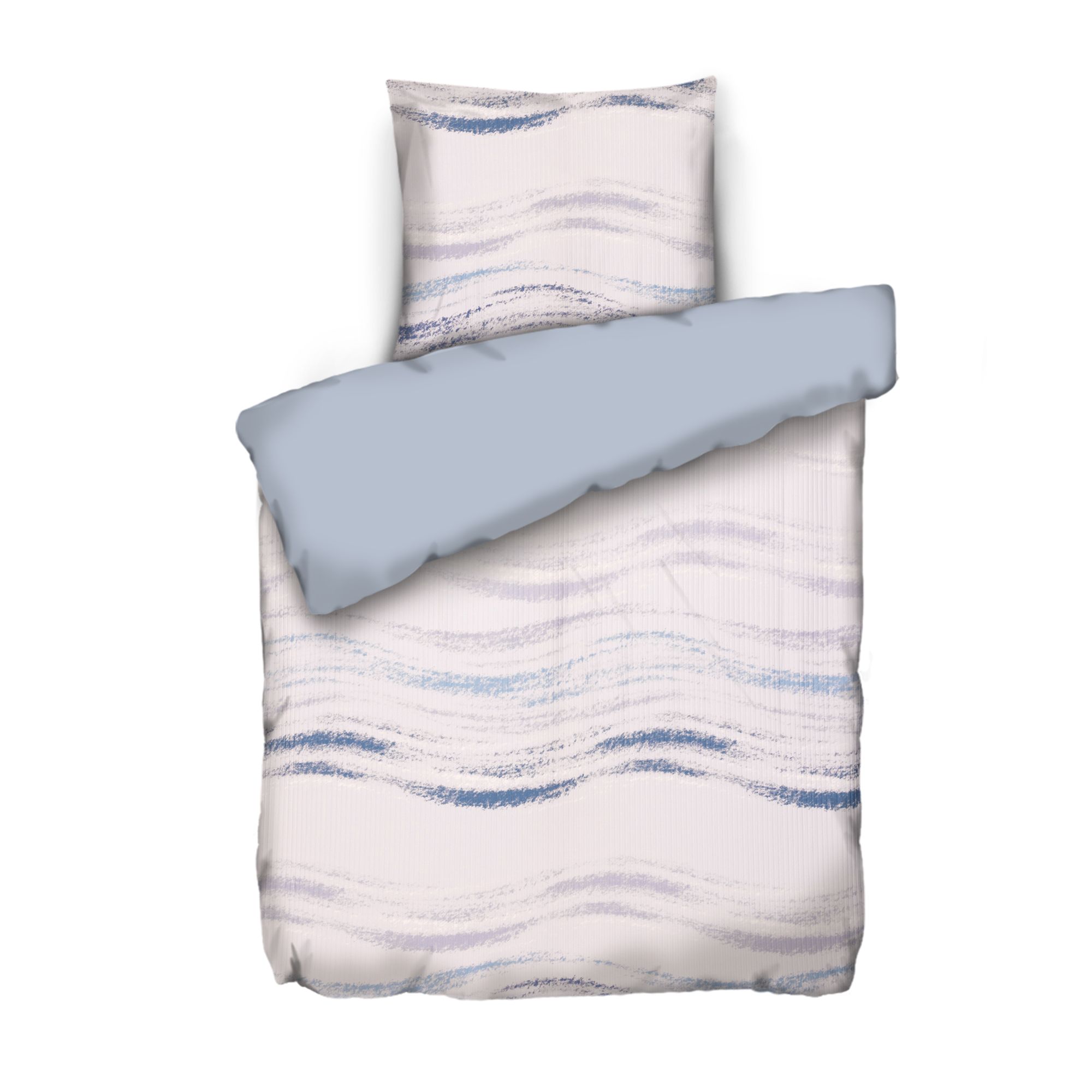 JERYMOOD Rib-Jersey Wendebettwäsche Wellen-Design Mikrofaser Jersey Einzelbett, 2tlg.