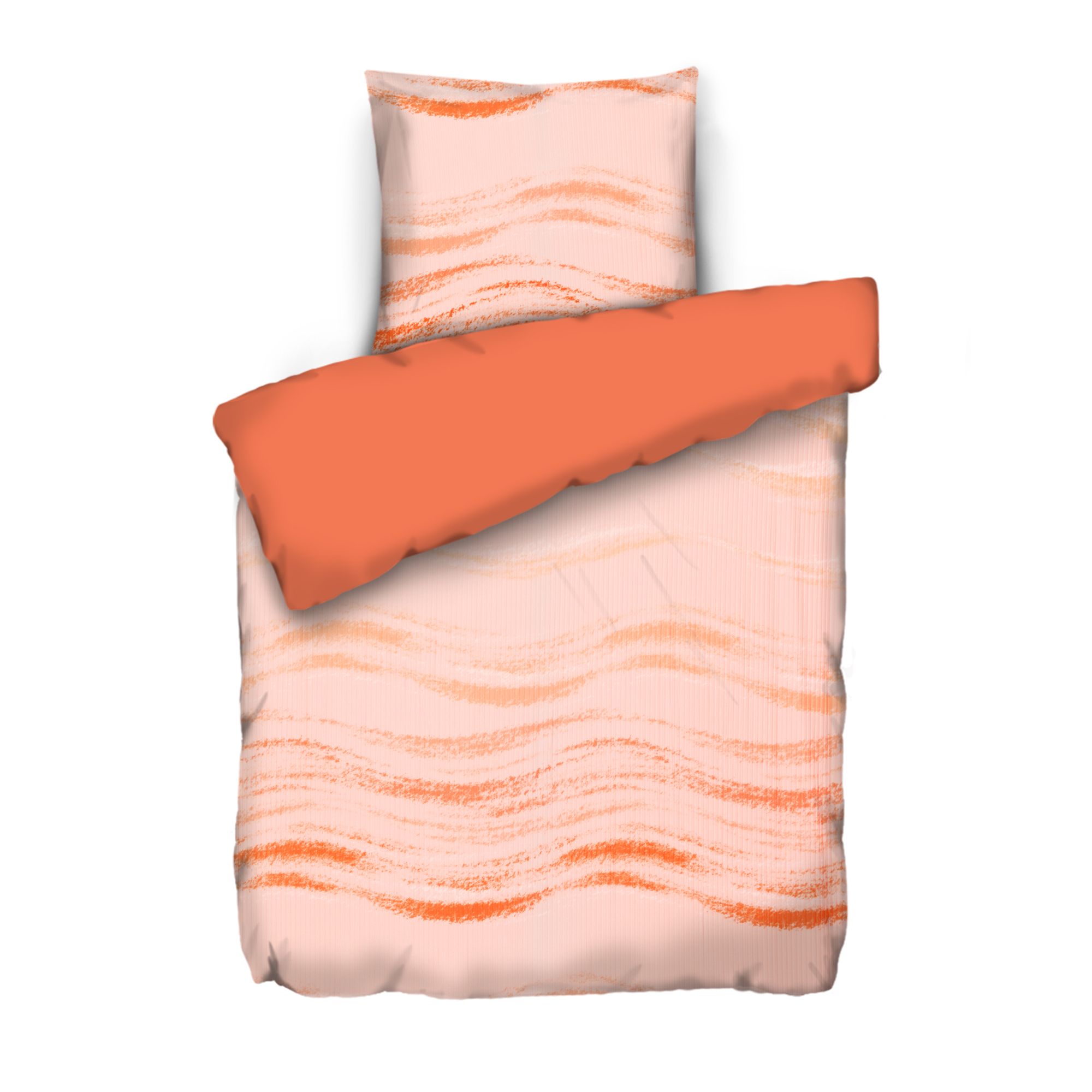 JERYMOOD Rib-Jersey Wendebettwäsche Wellen-Design Mikrofaser Jersey Einzelbett, 2tlg.