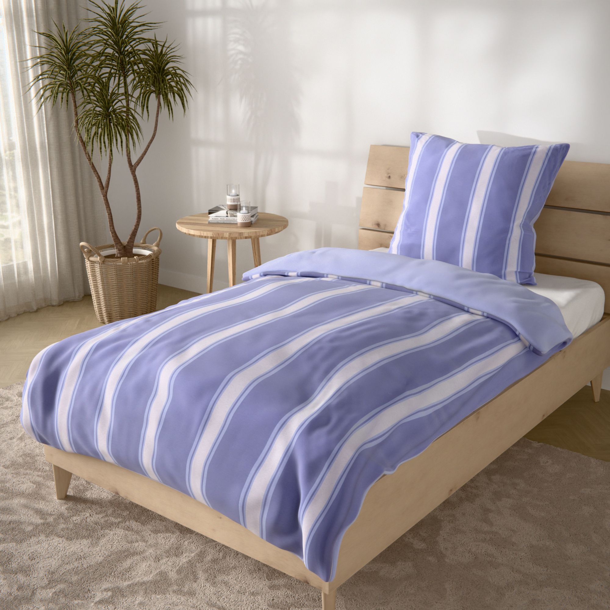 JERYMOOD Cotton Wendebettwäsche Streifen Baumwolljersey Einzelbett, 2tlg.