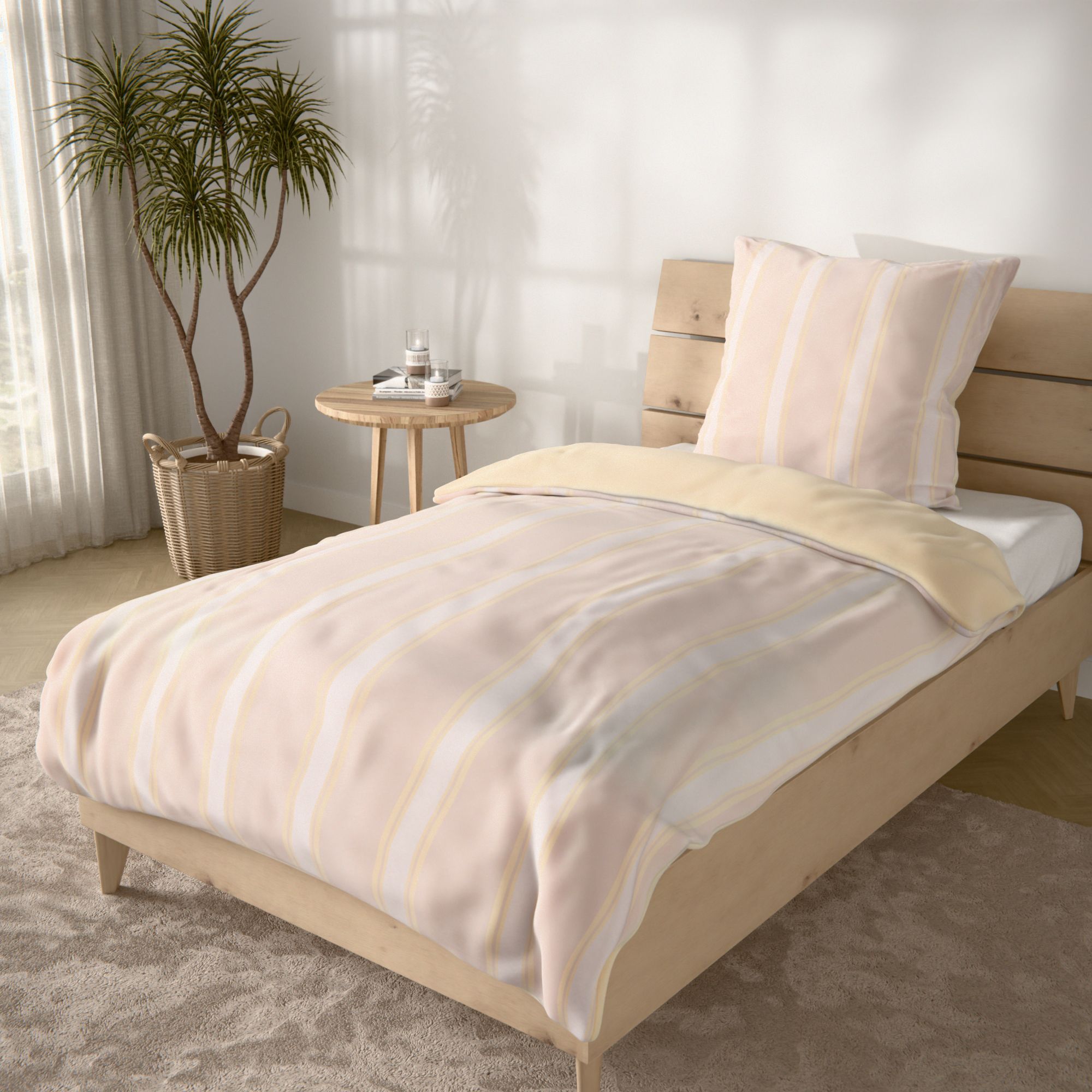 JERYMOOD Cotton Wendebettwäsche Streifen Baumwolljersey Einzelbett, 2tlg.