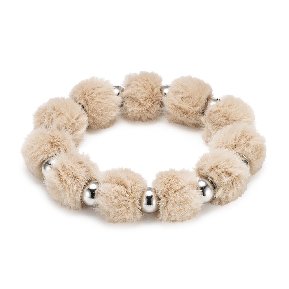 MONT CHALET Armband, flexibel Fellimitatkugeln Edelstahlkugeln Modeschmuck