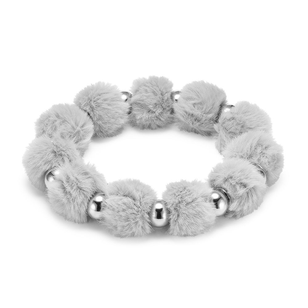 MONT CHALET Armband, flexibel Fellimitatkugeln Edelstahlkugeln Modeschmuck