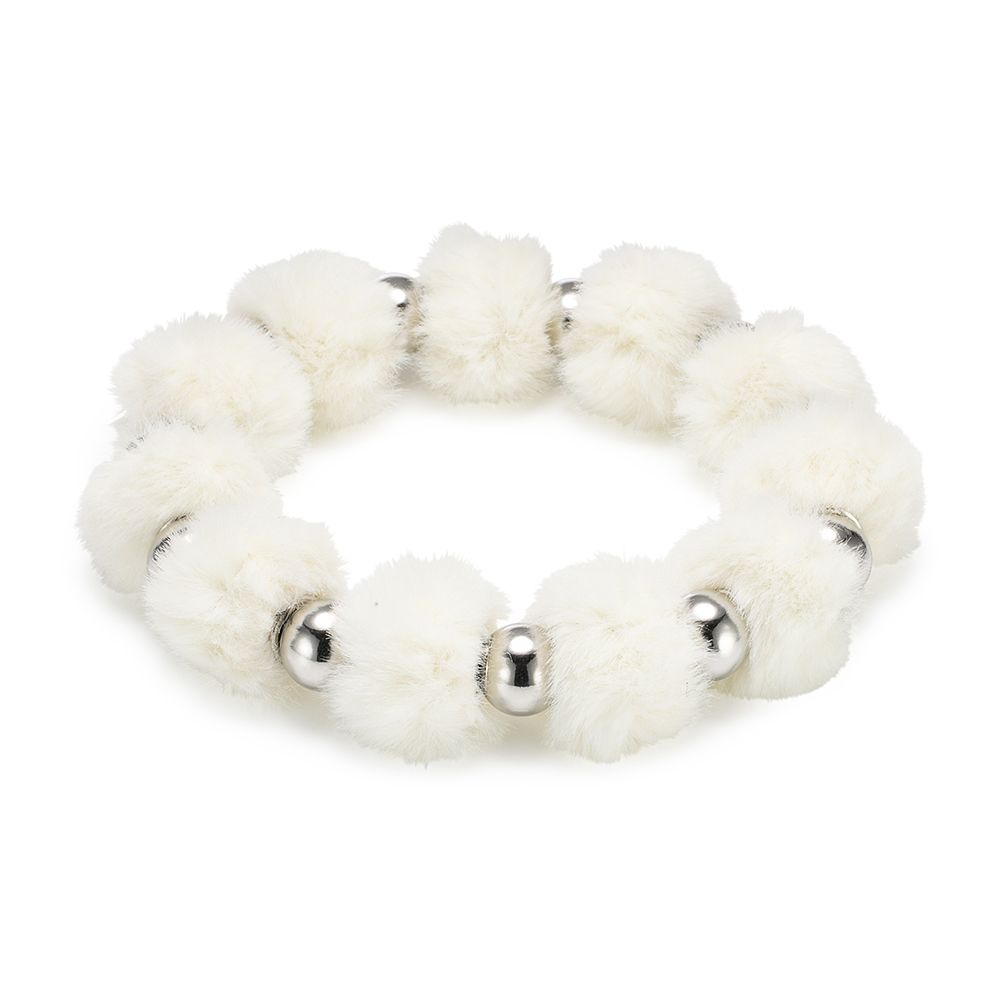 MONT CHALET Armband, flexibel Fellimitatkugeln Edelstahlkugeln Modeschmuck